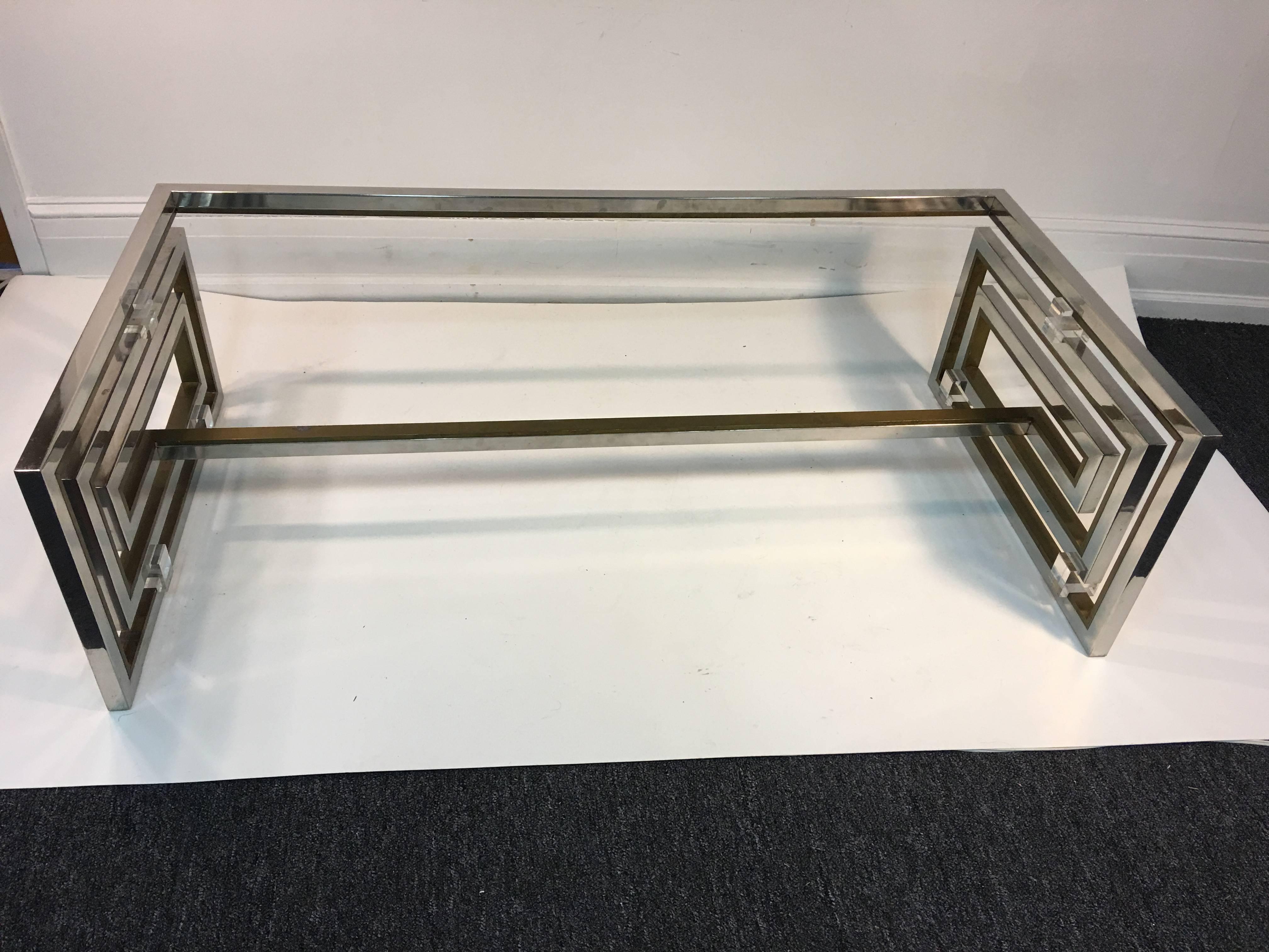 Late 20th Century Italian Modernist Two Tone Metal Coffee Table By Romeo Rega For Sale