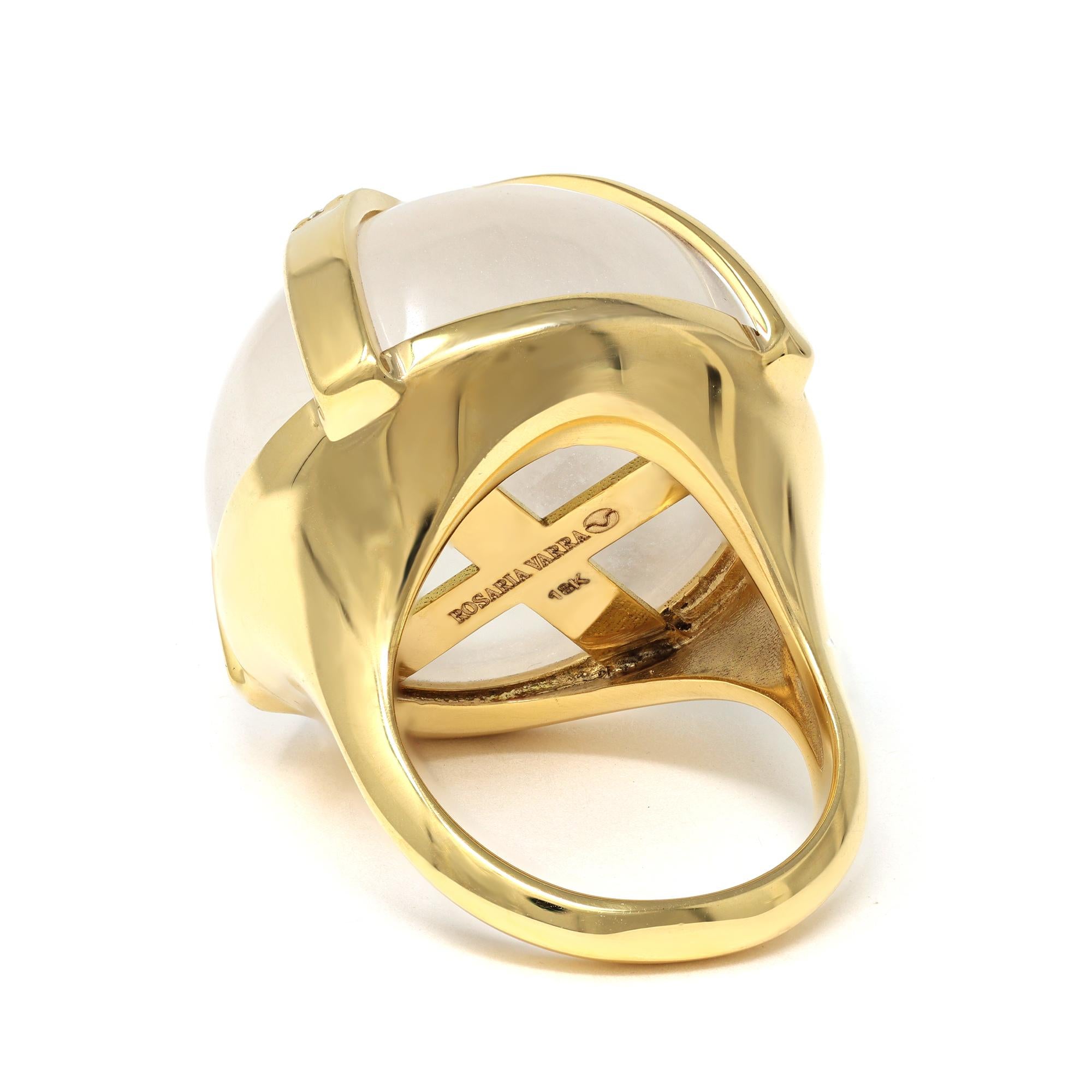 Signierter Rosaria Varra-Ring mit Criss-Cross-Eisjade und Diamant in 18K (Zeitgenössisch)