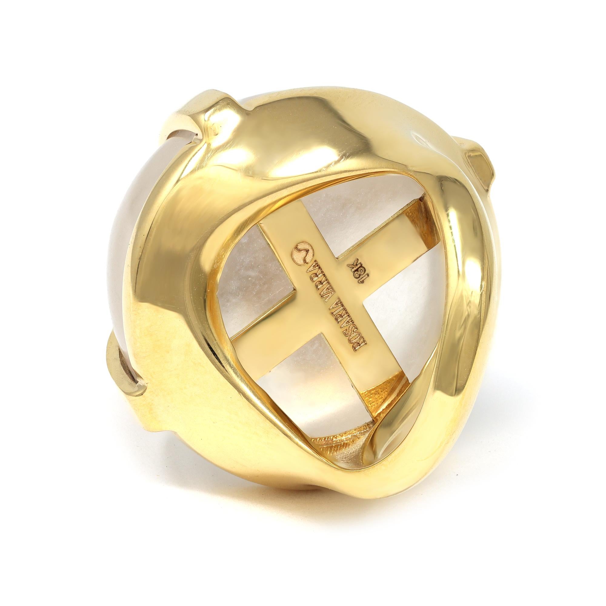 Signierter Rosaria Varra-Ring mit Criss-Cross-Eisjade und Diamant in 18K  im Zustand „Neu“ im Angebot in Miami, FL