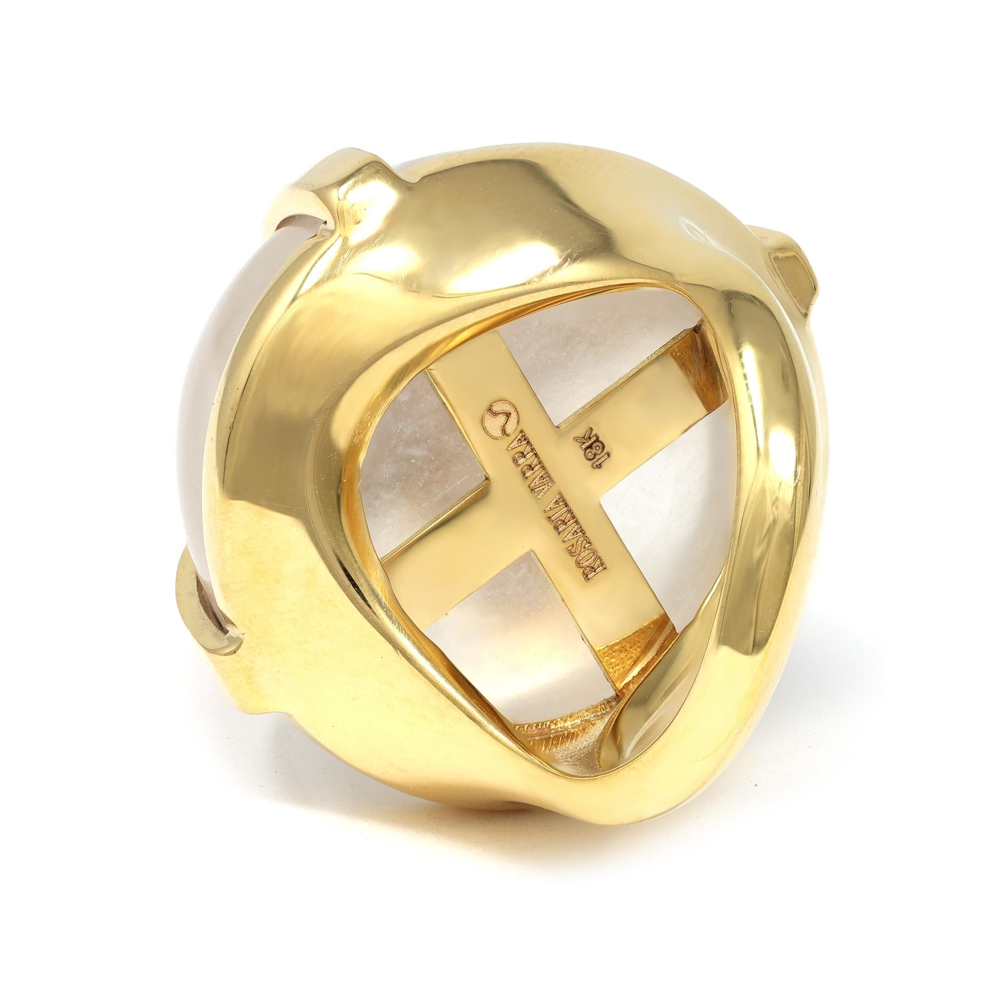 Signierter Rosaria Varra-Ring mit Criss-Cross-Eisjade und Diamant in 18K im Zustand „Neu“ in Miami, FL