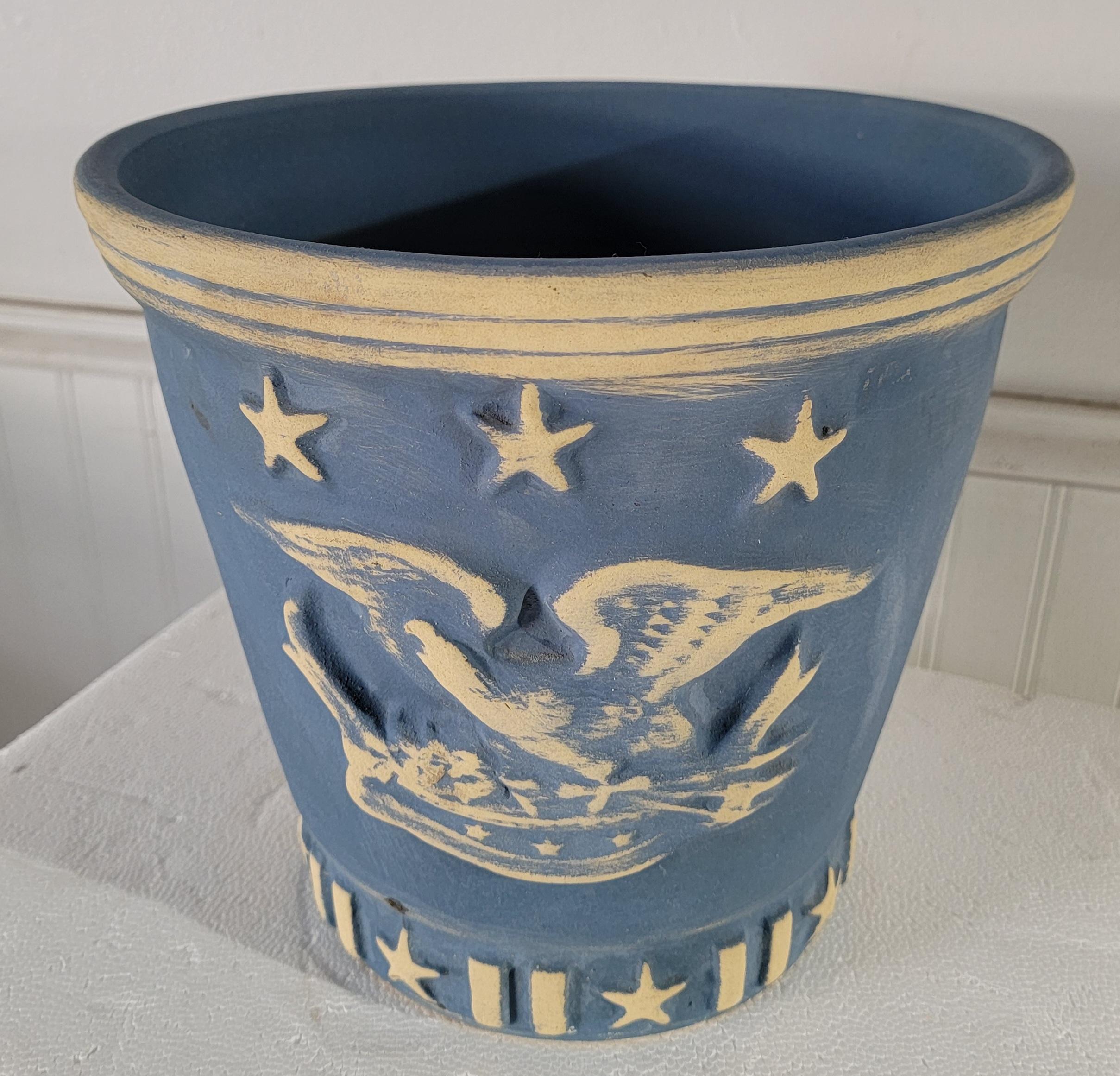 American Signed Roseville Patriotic Planter Pot For Sale
