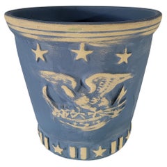 Signed Roseville Patriotic Planter Pot