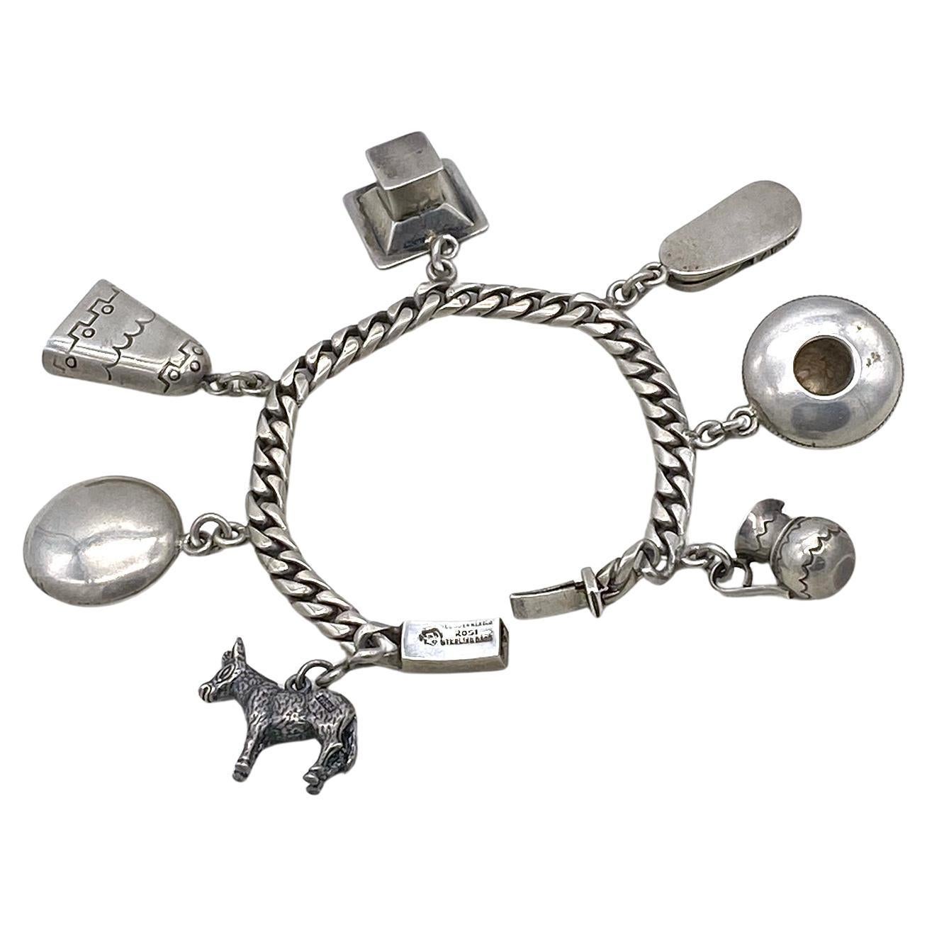 Artista Bracciale con charme in argento sterling firmato Rosi in vendita