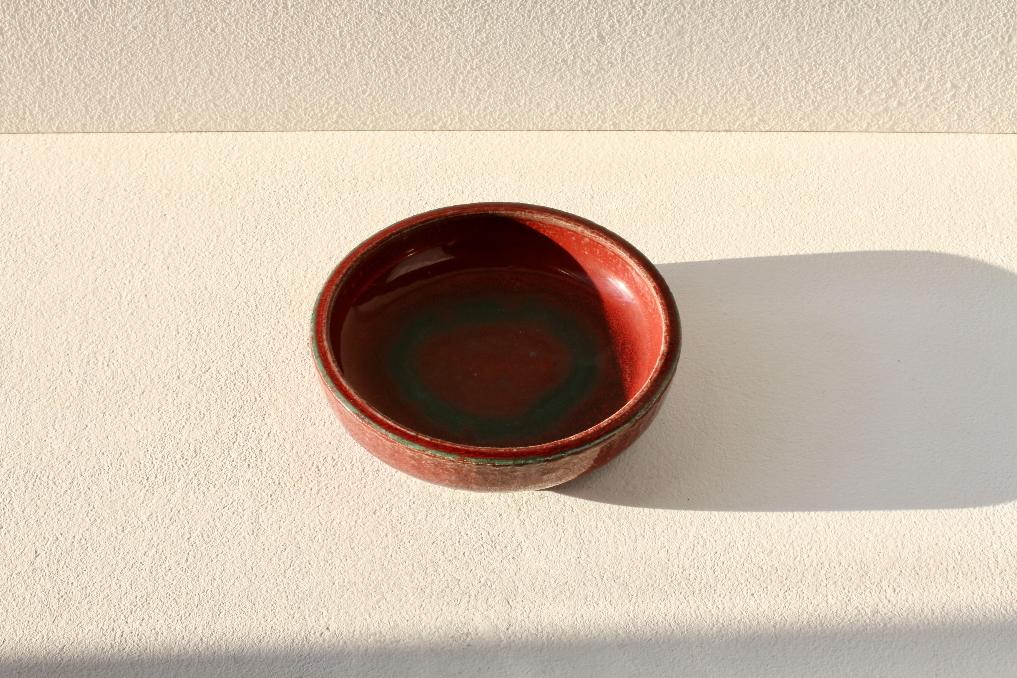 Glazed Signed Royal Copenhagen Hand Thrown Red Glaze Pottery Bowl, Dish or Ashtray 1936