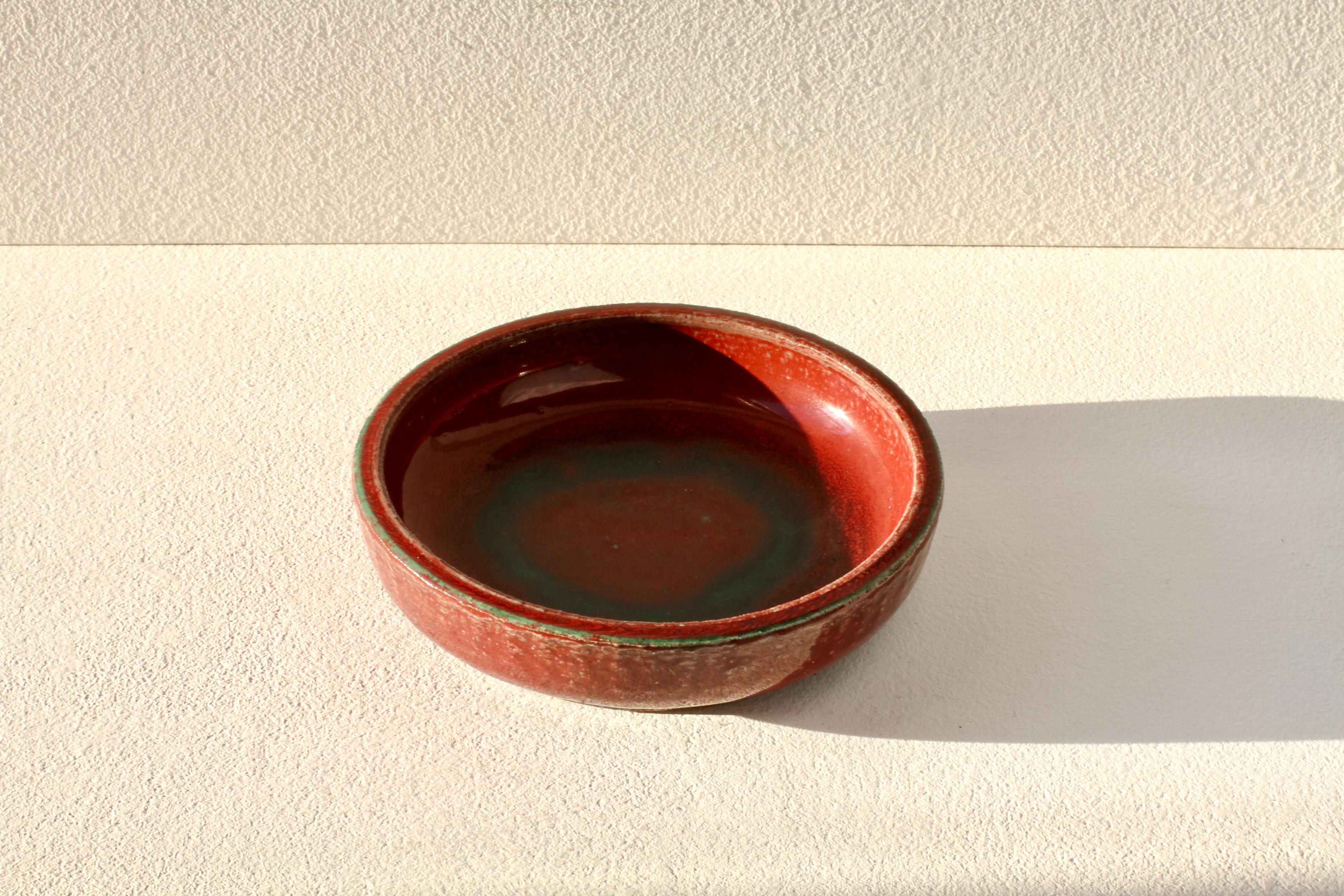 Signed Royal Copenhagen Hand Thrown Red Glaze Pottery Bowl, Dish or Ashtray 1936 In Good Condition In Landau an der Isar, Bayern