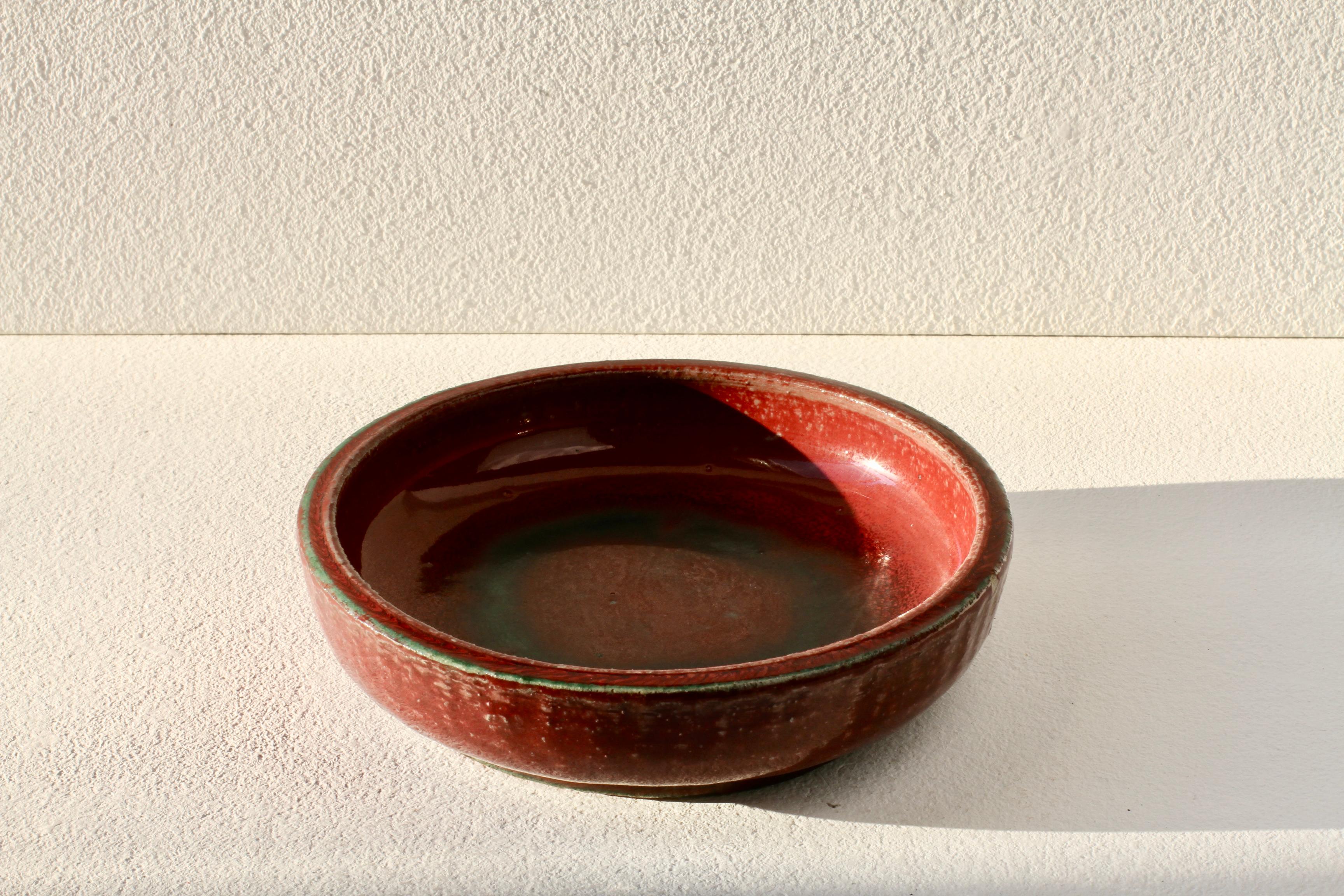 Mid-20th Century Signed Royal Copenhagen Hand Thrown Red Glaze Pottery Bowl, Dish or Ashtray 1936