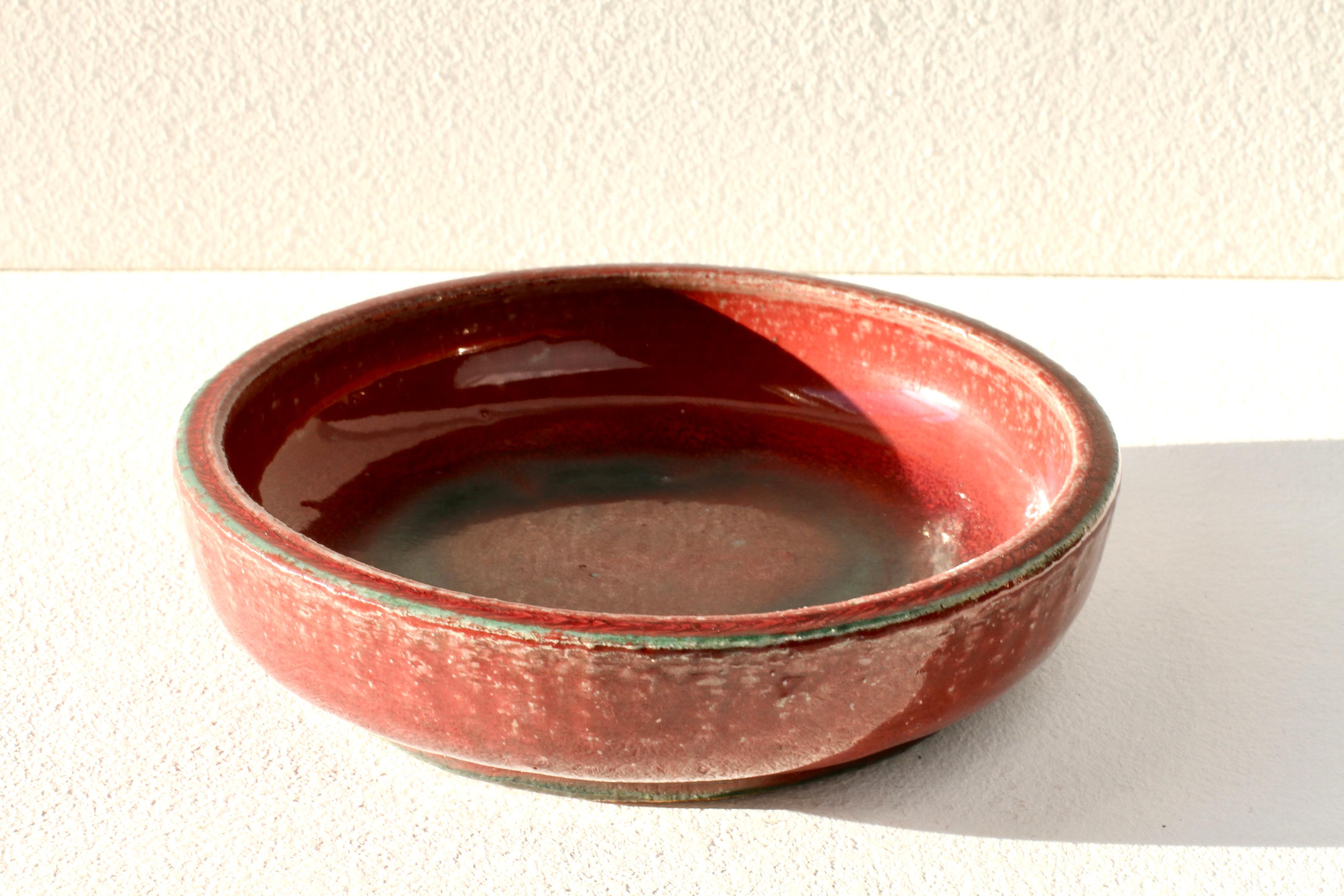 Ceramic Signed Royal Copenhagen Hand Thrown Red Glaze Pottery Bowl, Dish or Ashtray 1936