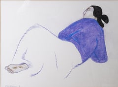 Signed Rudolph Carl Gorman, 'Portrait of a Reclining Navajo Woman', Pastel on Pa