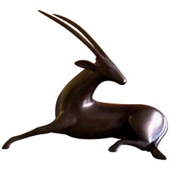 Signed Sable Antelope Figure by Loet Vanderveen