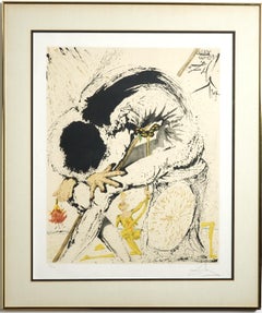 Signed Salvador Dali, 'Don Quixote Overwhelmed', Editioned Etching/Lithograph