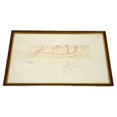 Signed Salvador Dali Etching Visions of Venice Framed, Italy, 1976