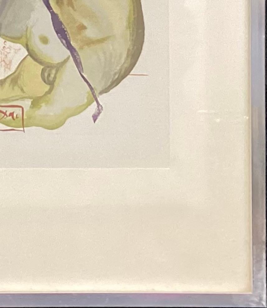 Signed Salvador Dali Surrealist Wood Cut Print In Good Condition For Sale In Bradenton, FL