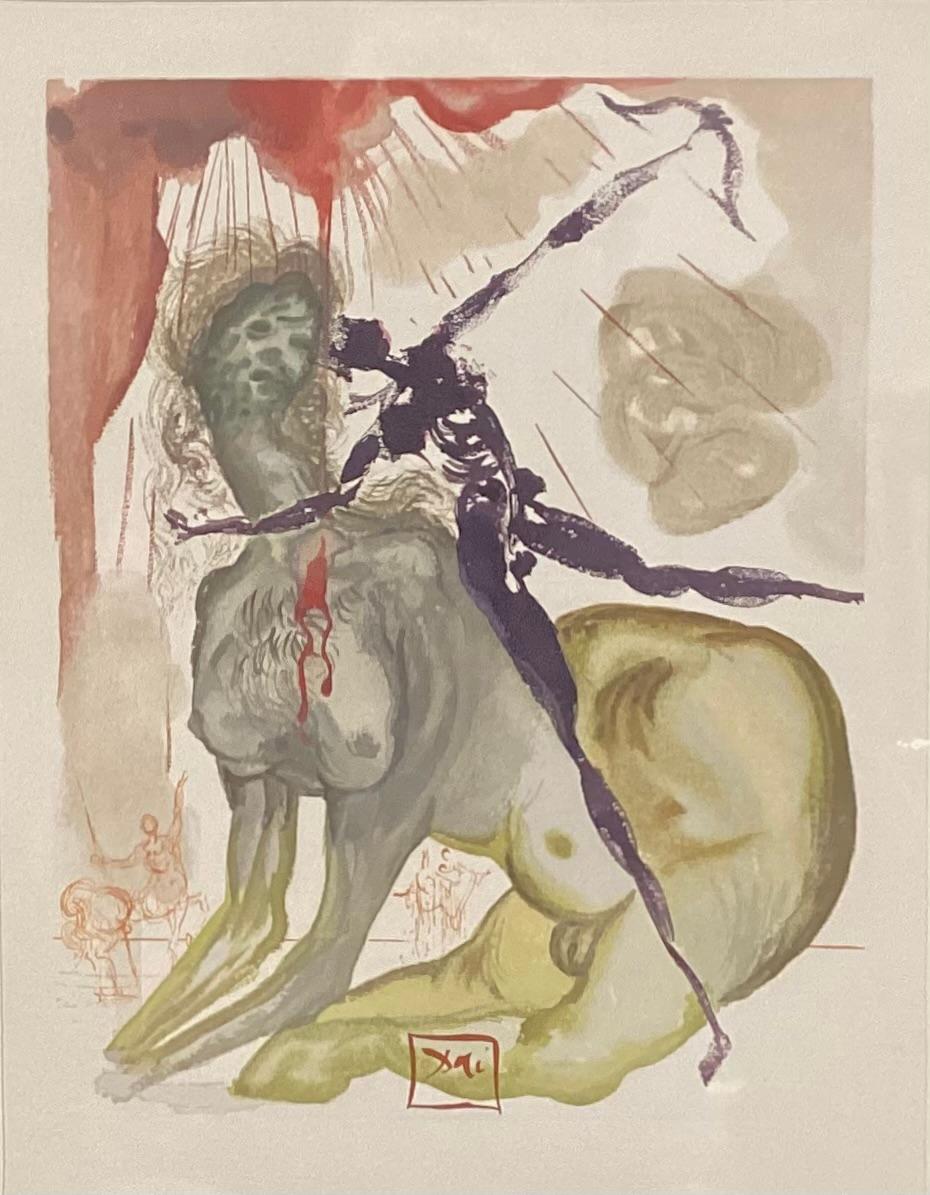 20th Century Signed Salvador Dali Surrealist Wood Cut Print For Sale