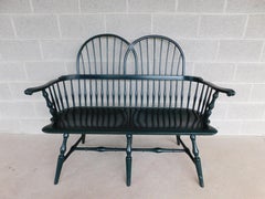 Signed Sam Laity II Hand Made Double Bow Back Philadelphia Style Windsor Settee
