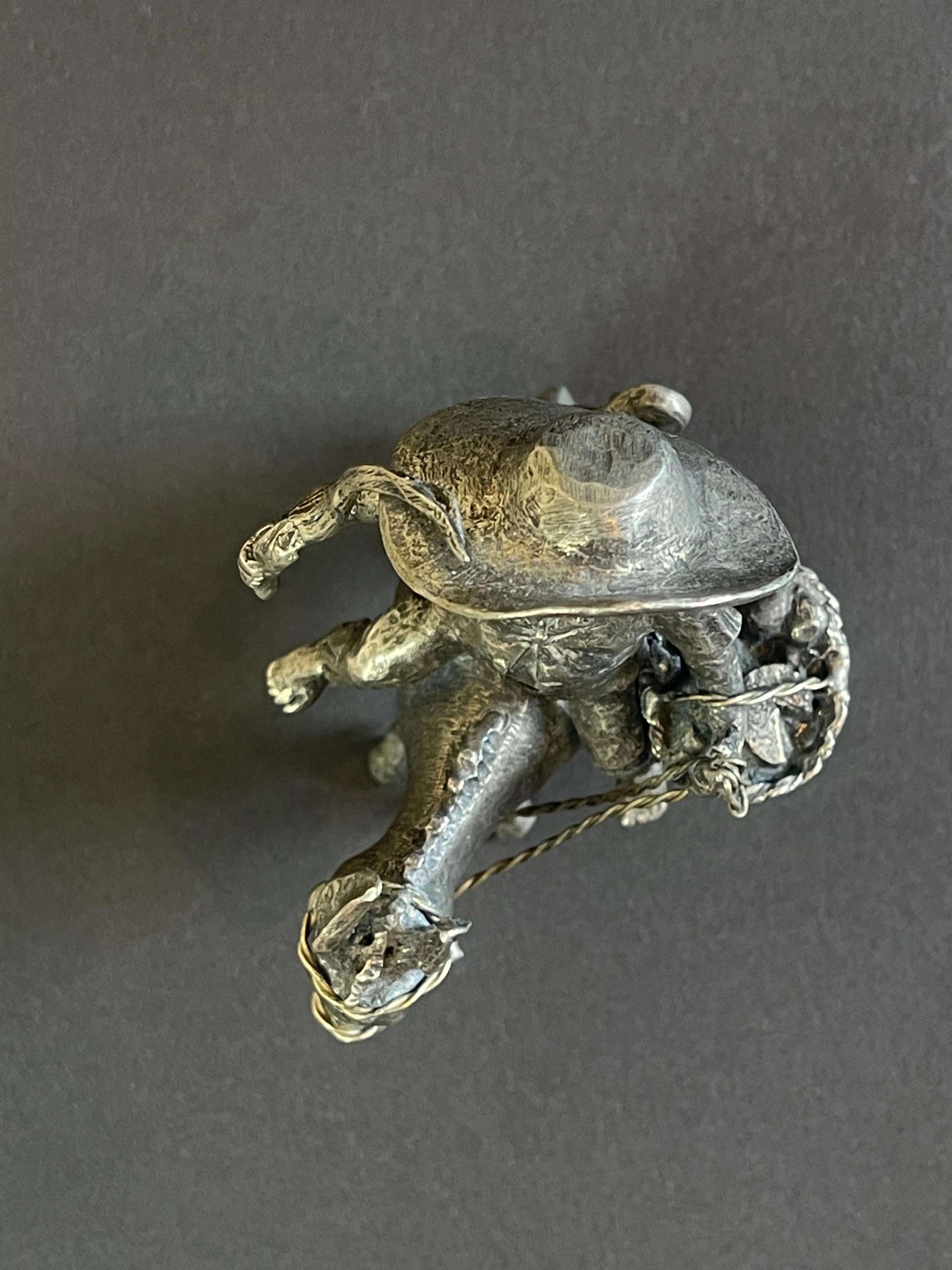 20th Century Signed Sancho Panza Riding his Donkey, Pewter Figurine by Michel Laude, France For Sale