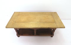Signed Sarreid Brass Clad and Walnut Coffee Table
