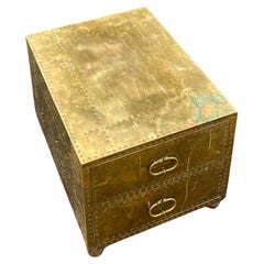 Sarreid Brass Side Table Nightstand on Bun Feet