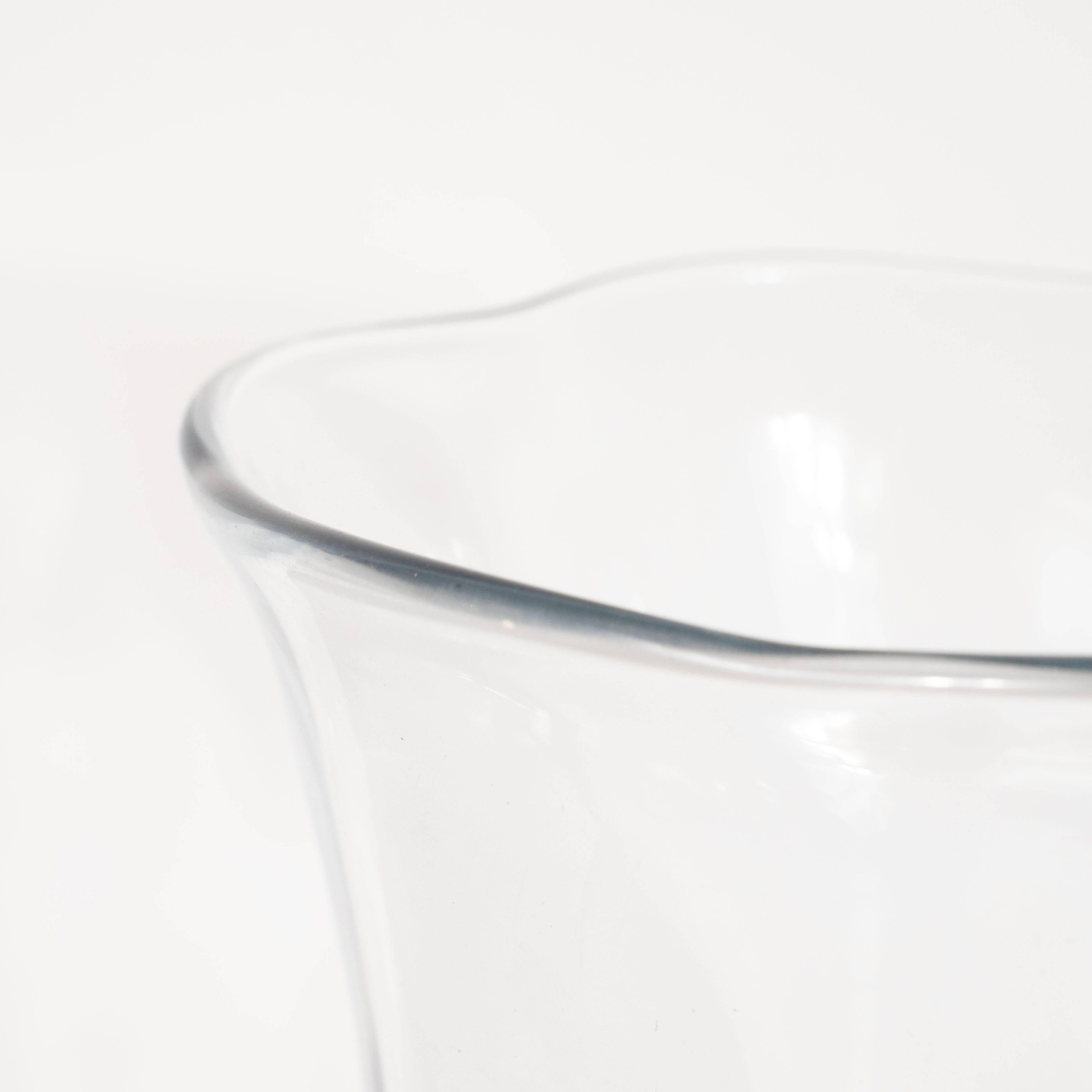 Blown Glass Signed Scandinavian Mid-Century Modern Sculptural Vase by Strombergshyttan For Sale
