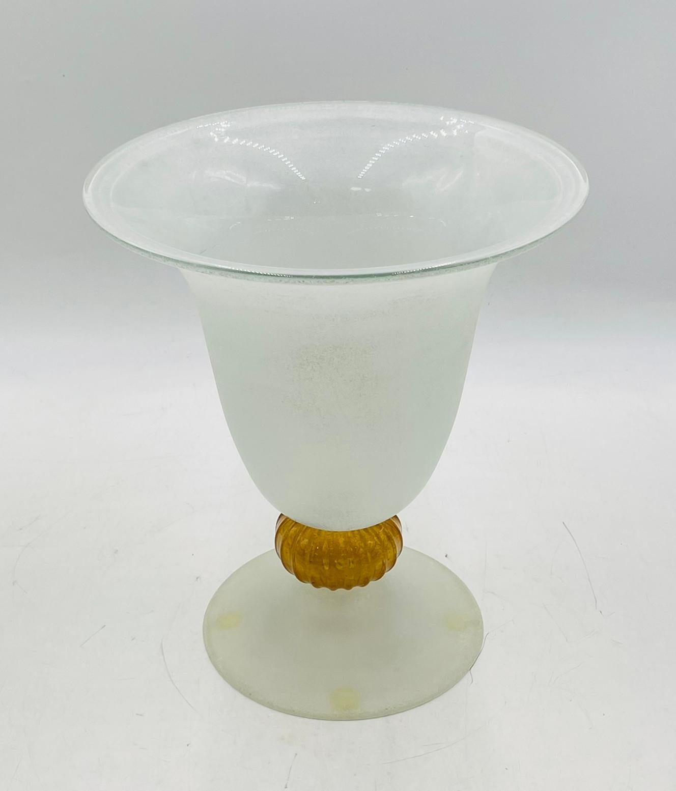 Modern Signed Scavo Glass Vase by Archimede Seguso, Murano, Italy, 20th Century For Sale