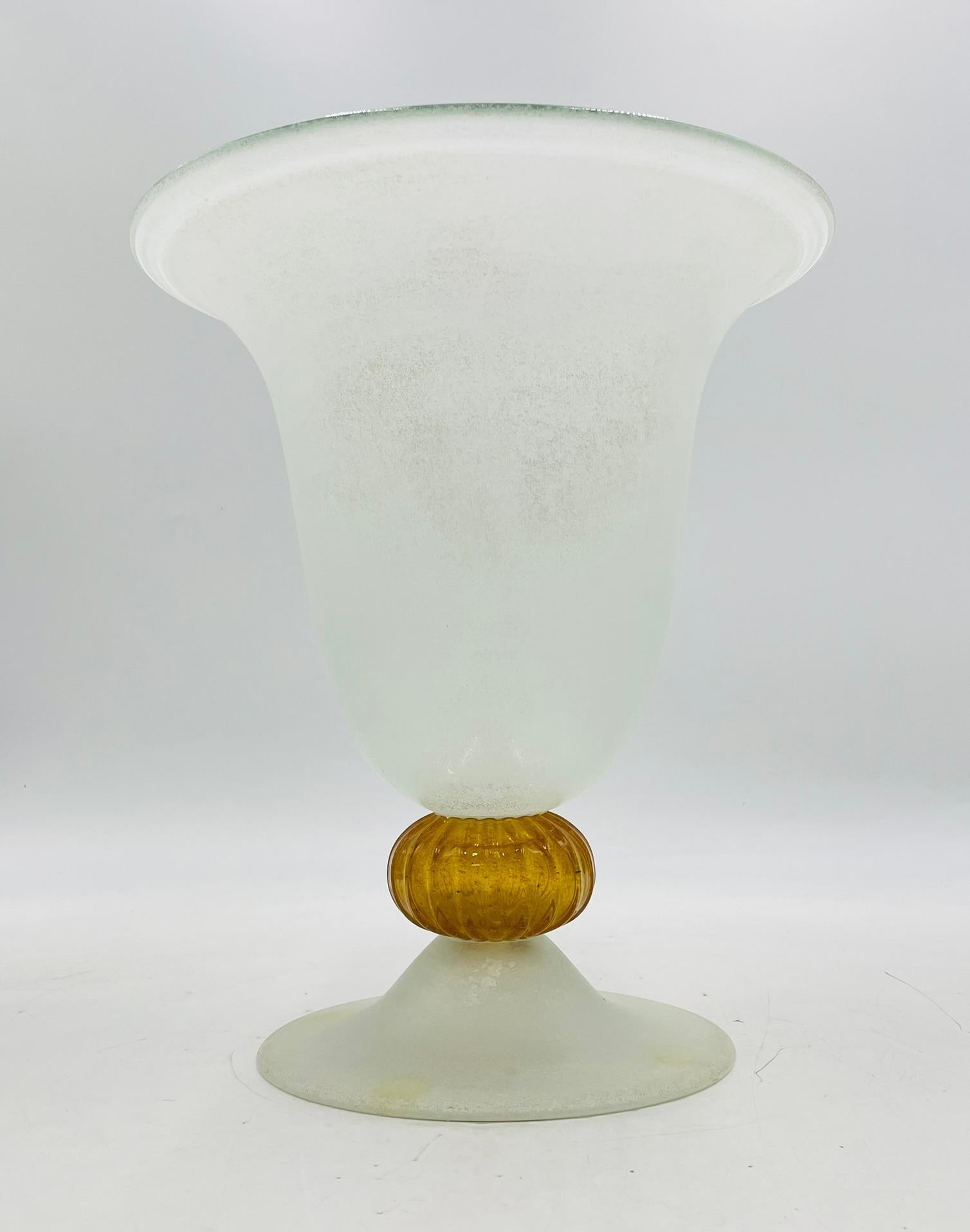 Hand-Crafted Signed Scavo Glass Vase by Archimede Seguso, Murano, Italy, 20th Century For Sale