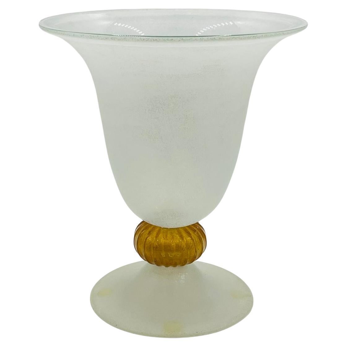 Signed Scavo Glass Vase by Archimede Seguso, Murano, Italy, 20th Century For Sale