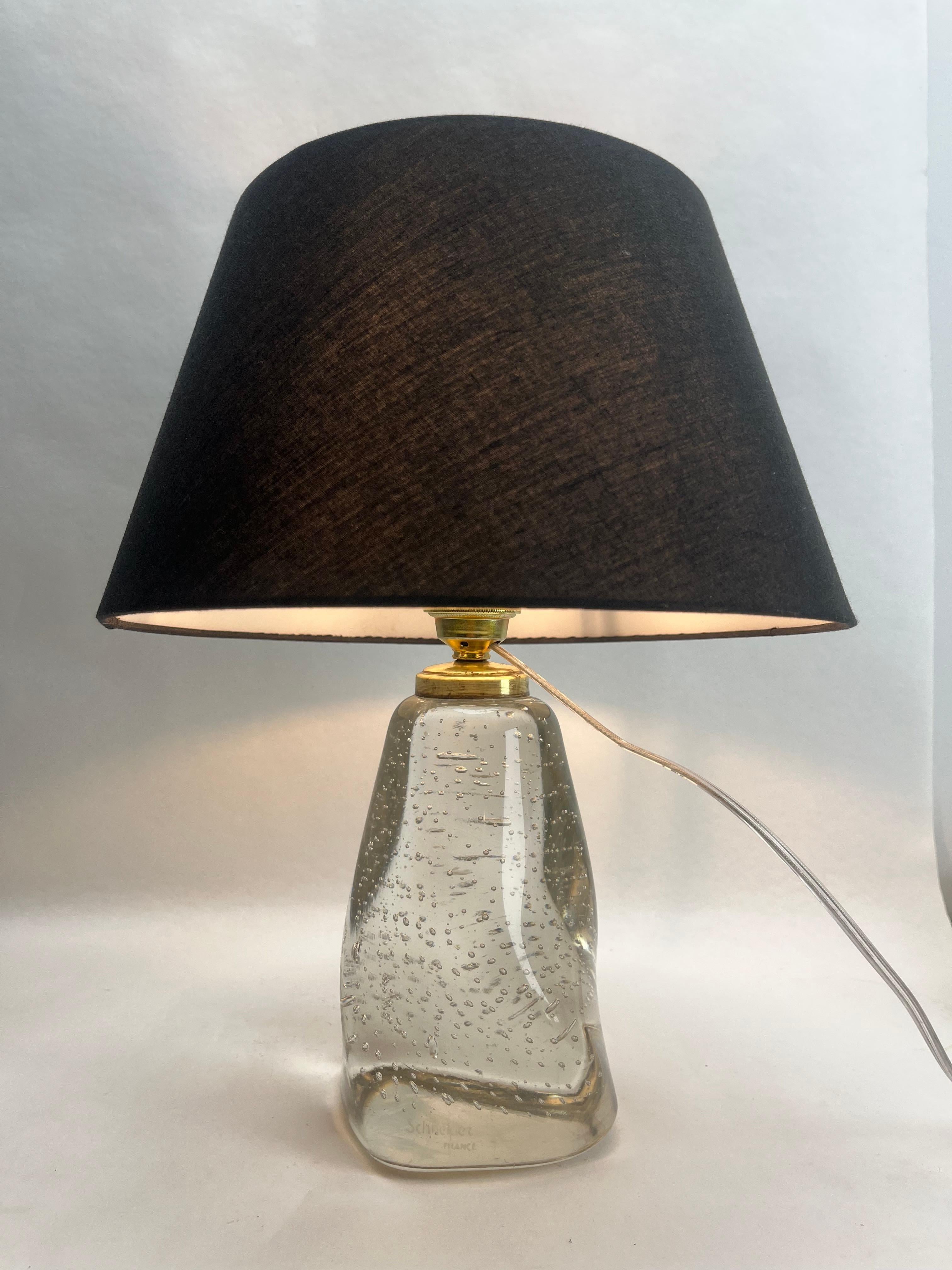 A small free form crystal lamp base made by Cristallerie Schneider in the 1960s. Etched ‘Schneider’ on the base.
Schneider Cristallerie was established in 1918 just outside Paris as a commercial and decorative glassware company founded by brothers