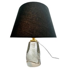 Lampe de table signée Schneider France, épaisse Sommerso en cristal de poire