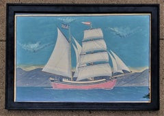 Signed Schooner Ship Oil Painting By J.Koitor