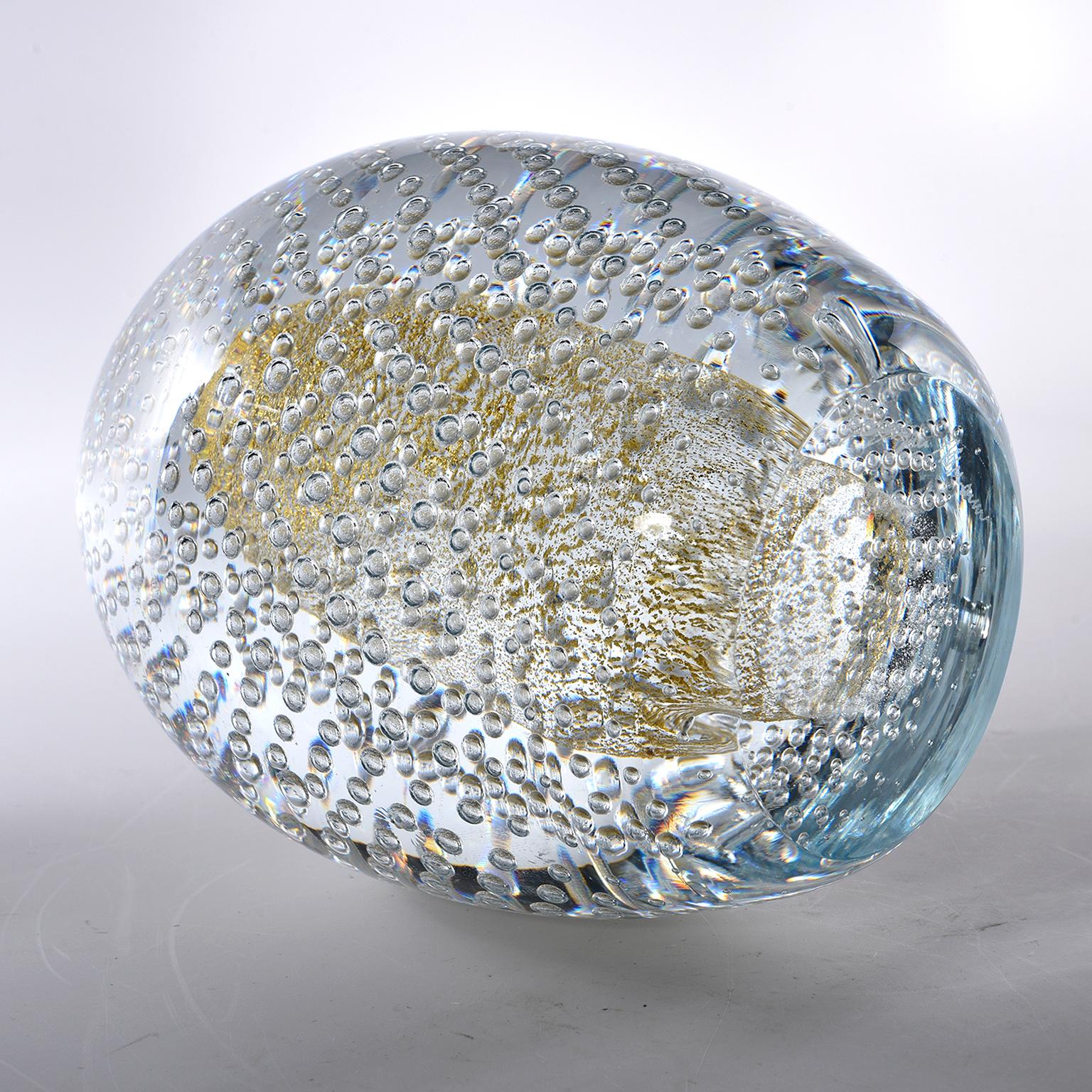 Mid-Century Modern Signed Seguso Murano Glass Egg Paperweight