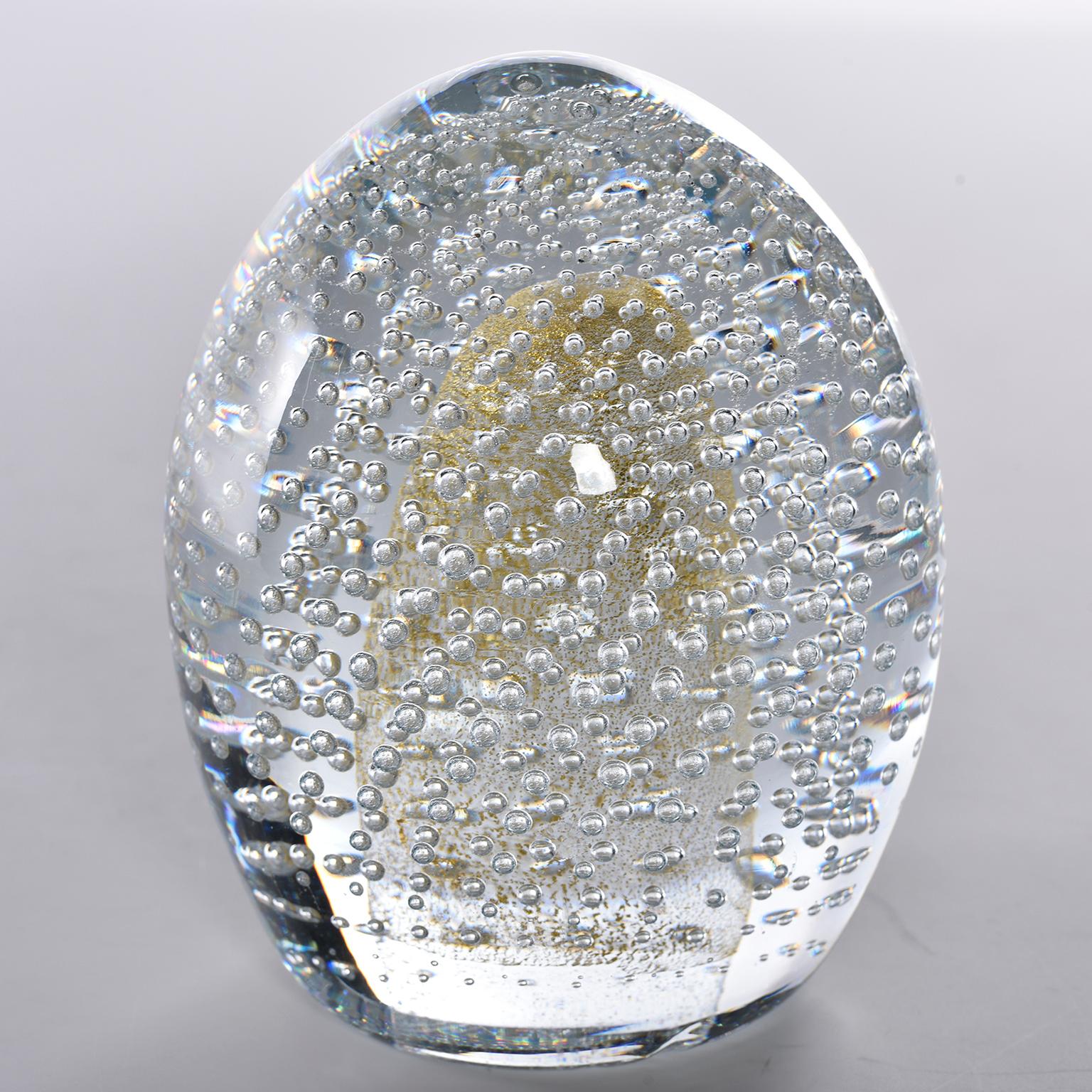 Italian Signed Seguso Murano Glass Egg Paperweight