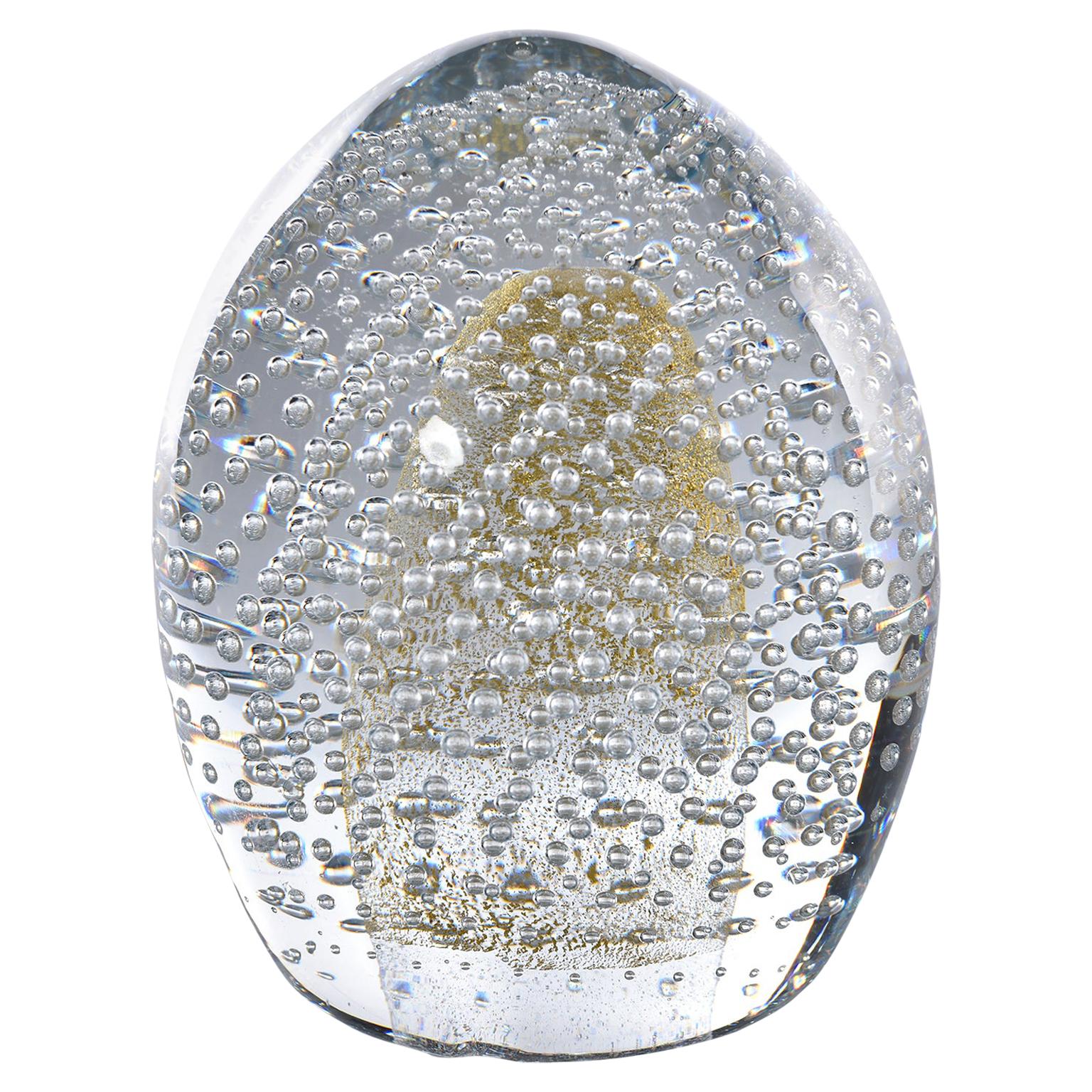 Signed Seguso Murano Glass Egg Paperweight