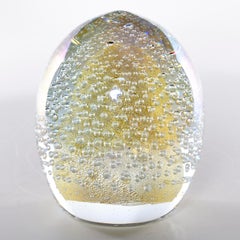 Signed Seguso Murano Glass Egg Shaped Paperweight