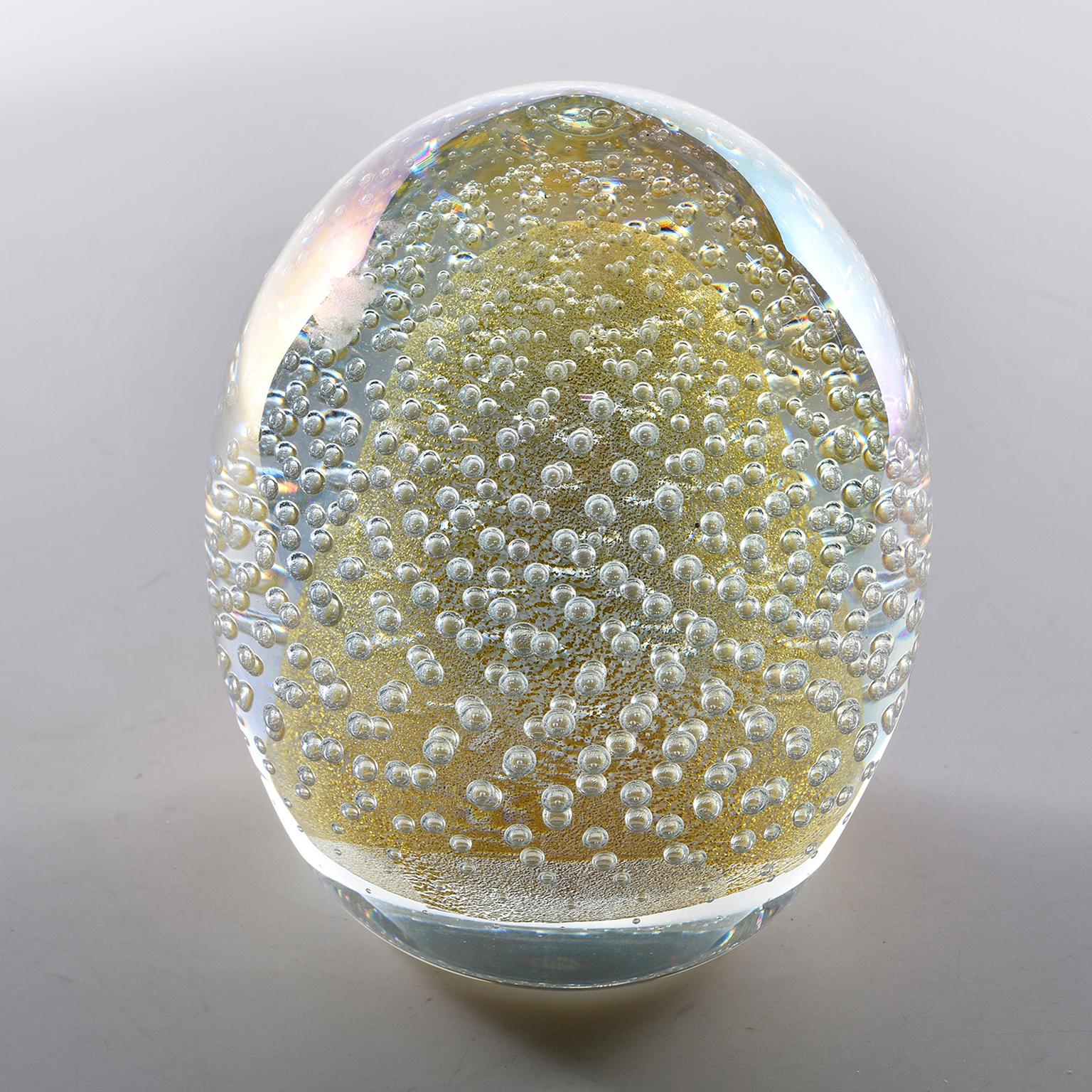 Italian Signed Seguso Murano Glass Egg Shaped Paperweight