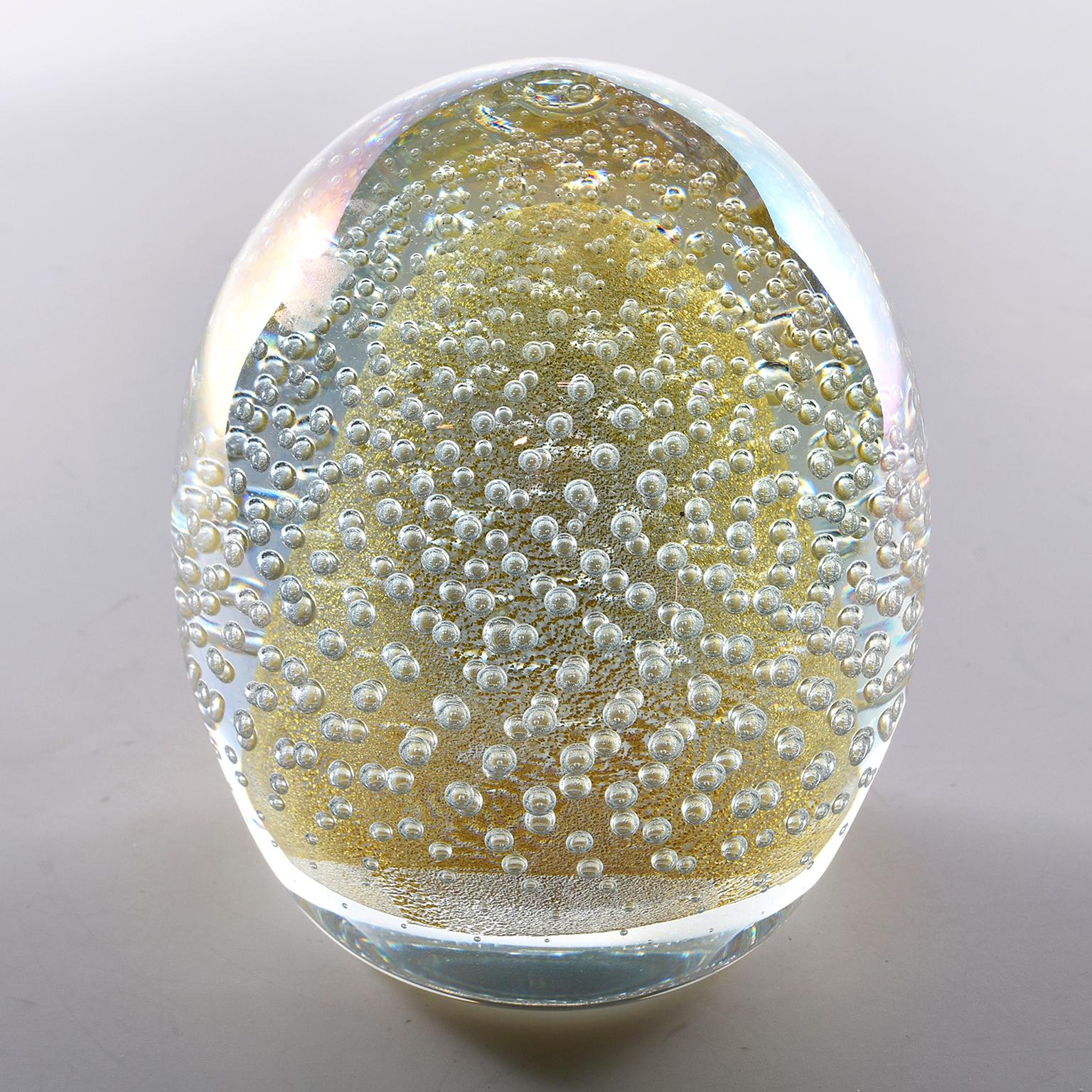 20th Century Signed Seguso Murano Glass Egg Shaped Paperweight