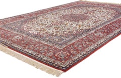 1960's Seirafian Ivory Persian Isfahan Carpet with Traditional Style