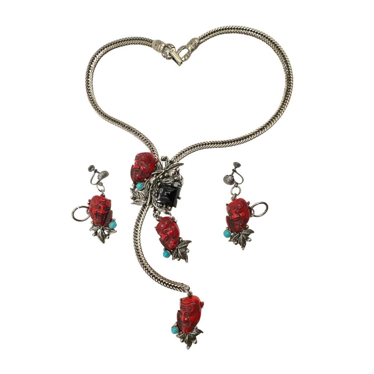 Signiert Selro Selini Lucite-Schmuck-Set aus antiker Halskette und Ohrringen (Art déco) im Angebot