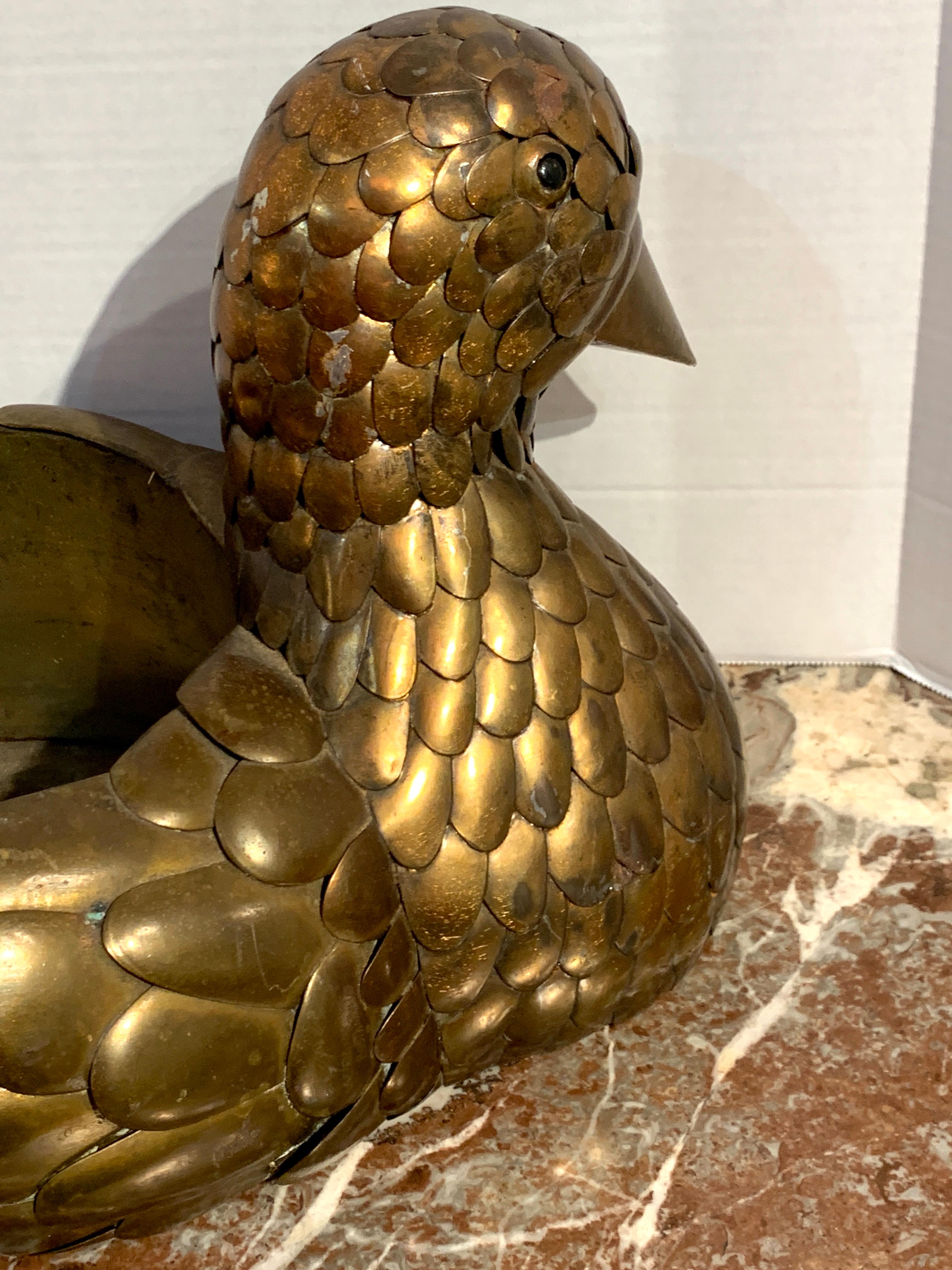 20th Century Signed Sergio Bustamante Copper and Brass Bird Centerpiece For Sale