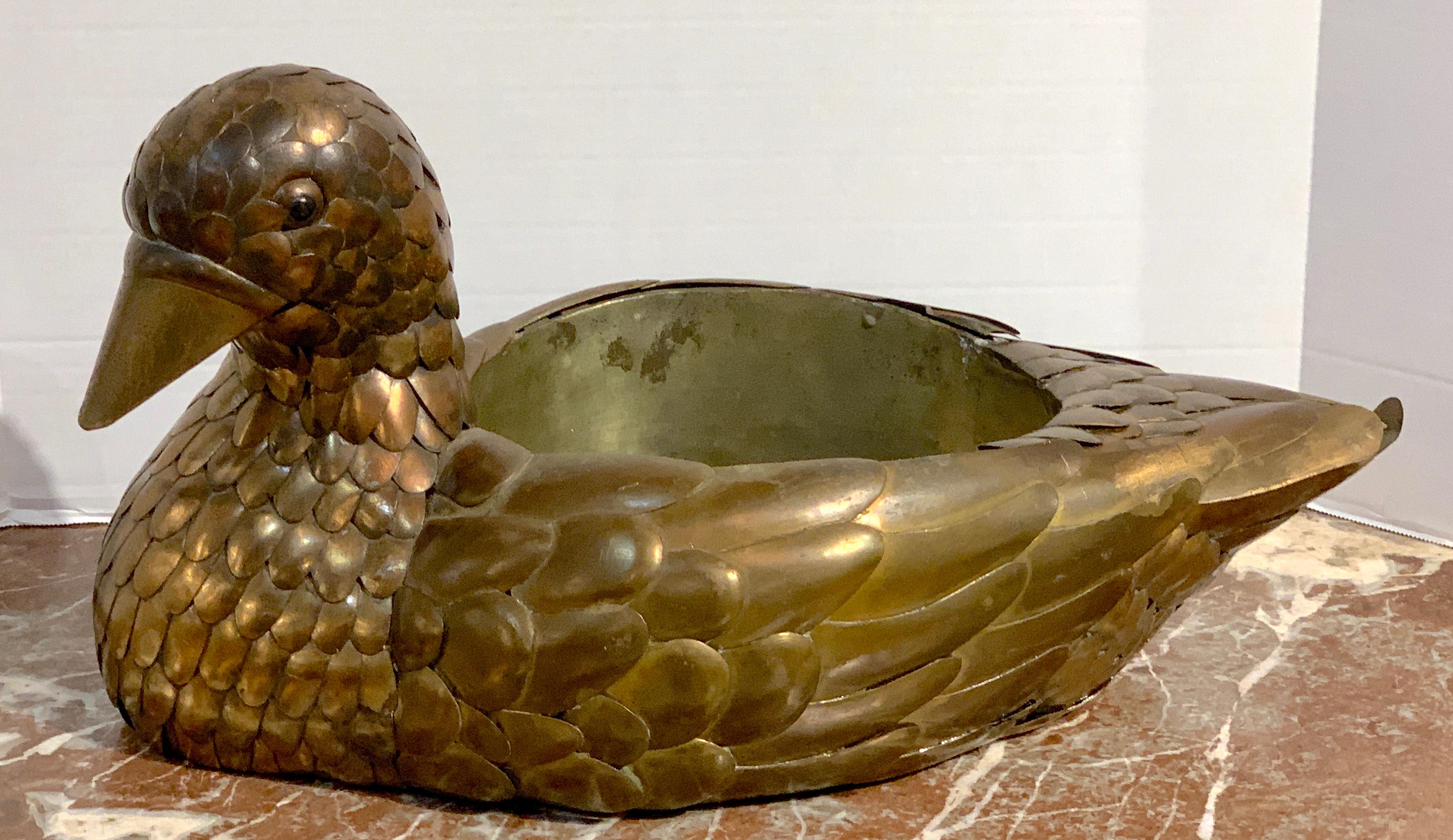 Signed Sergio Bustamante Copper and Brass Bird Centerpiece For Sale 1