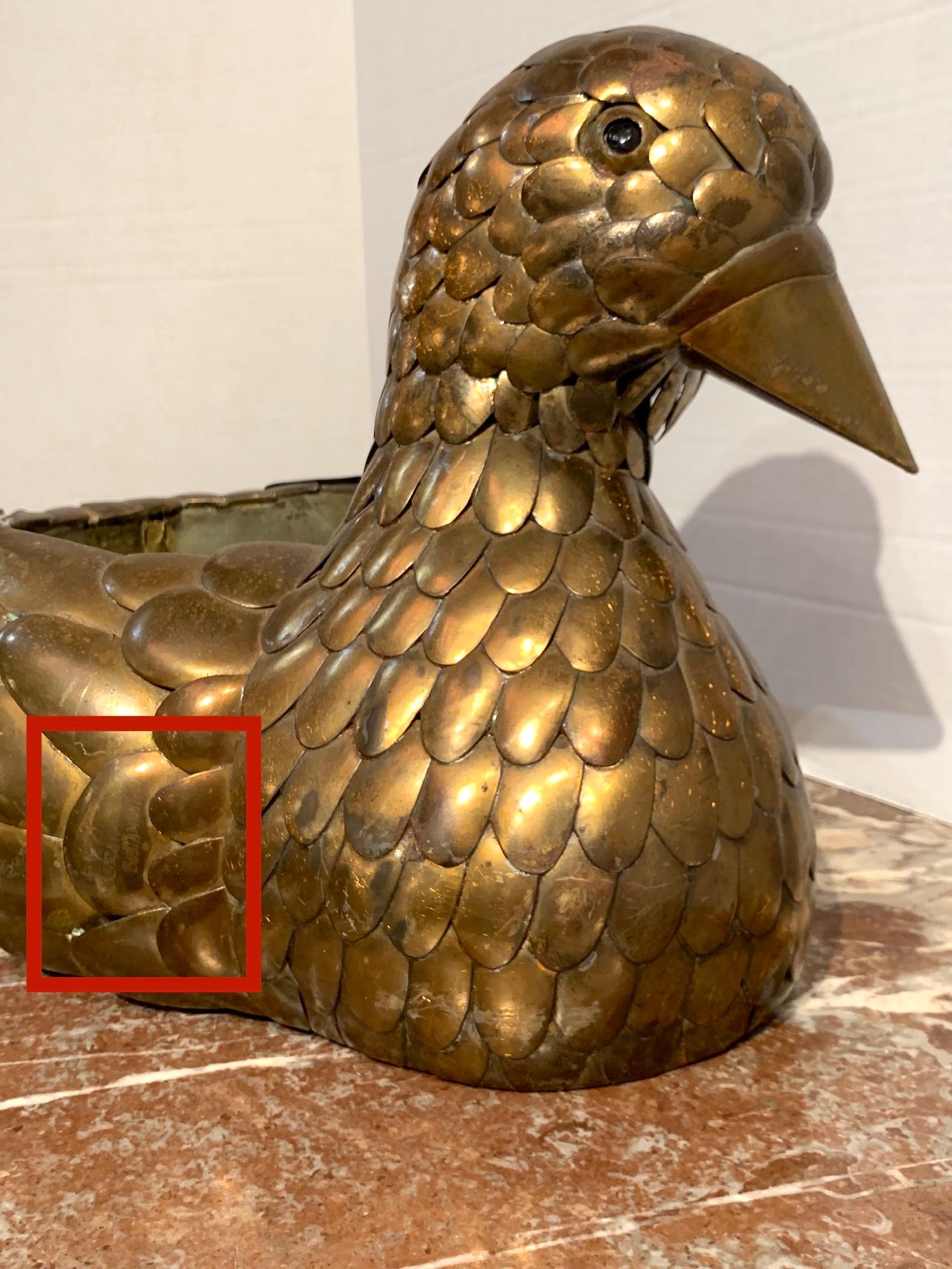 Signed Sergio Bustamante Copper and Brass Bird Centerpiece For Sale 3