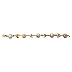 Signed Sergio Bustamante Sterling & Vermeil Sun & Moon Link Bracelet, 1990s
