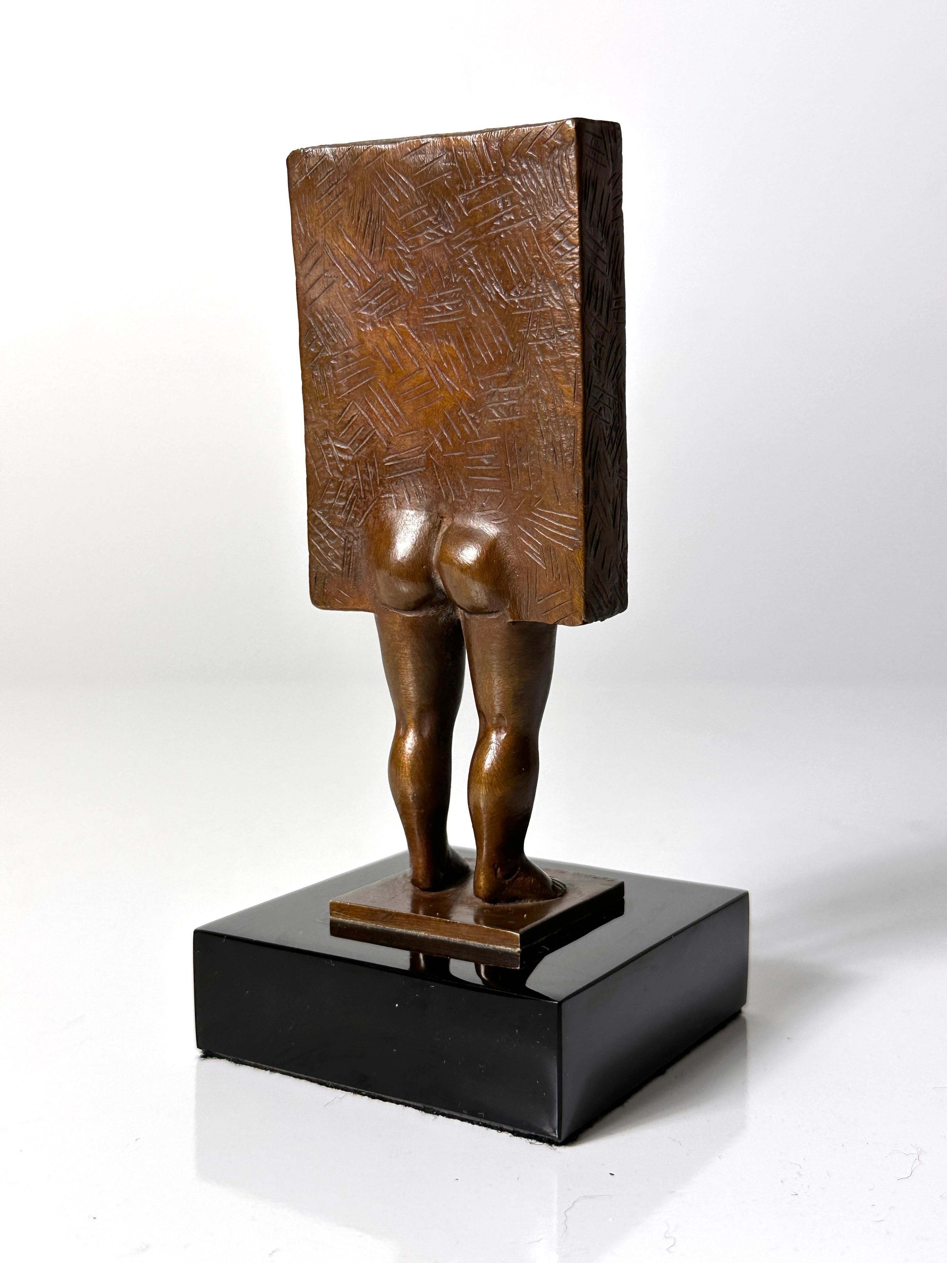 Modern Signed Sergio Bustamante Surrealist Bronze Sculpture Face W/ Legs 1990s