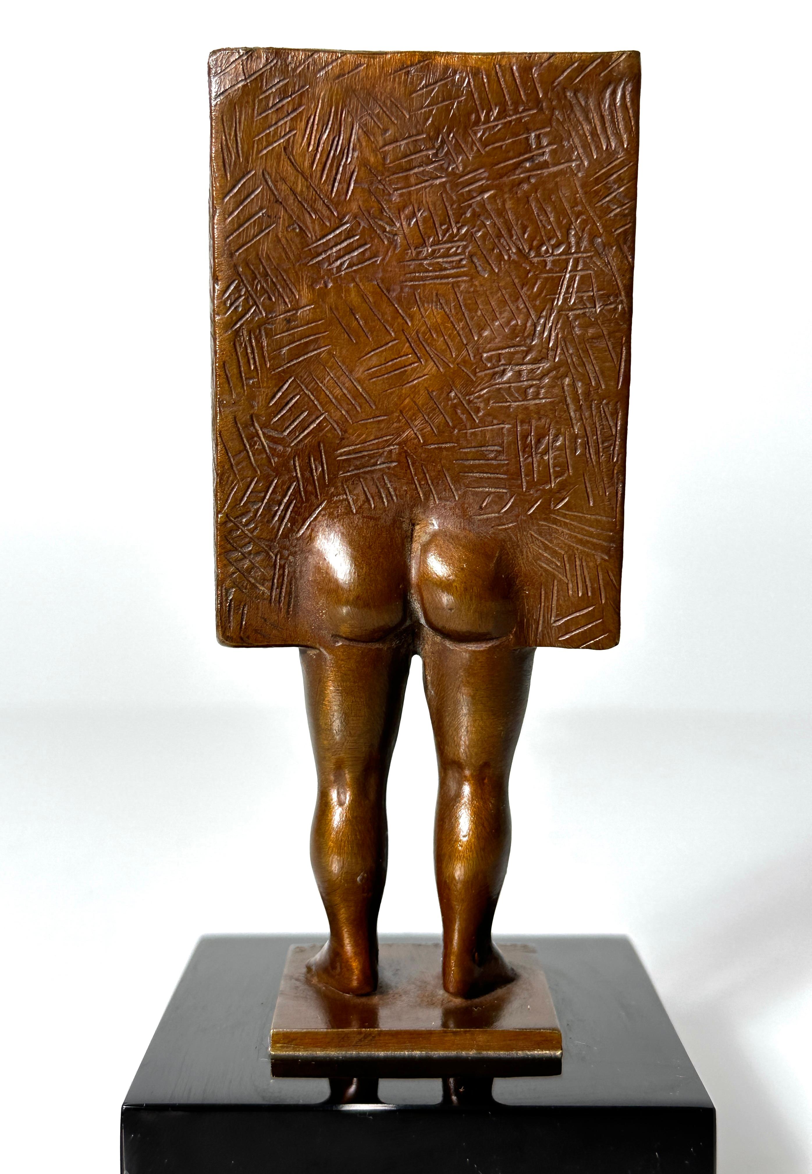 Mexican Signed Sergio Bustamante Surrealist Bronze Sculpture Face W/ Legs 1990s