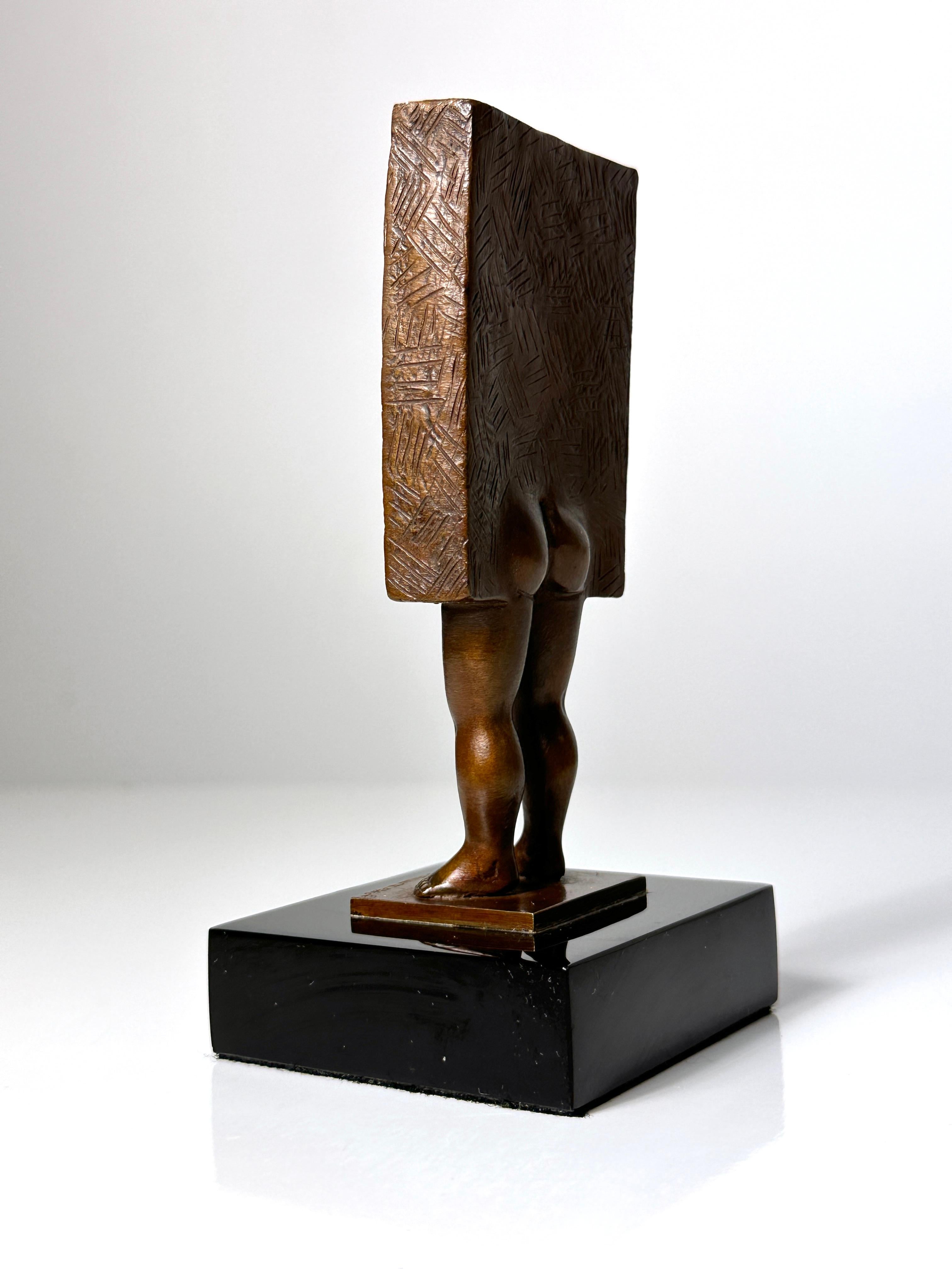 20th Century Signed Sergio Bustamante Surrealist Bronze Sculpture Face W/ Legs 1990s