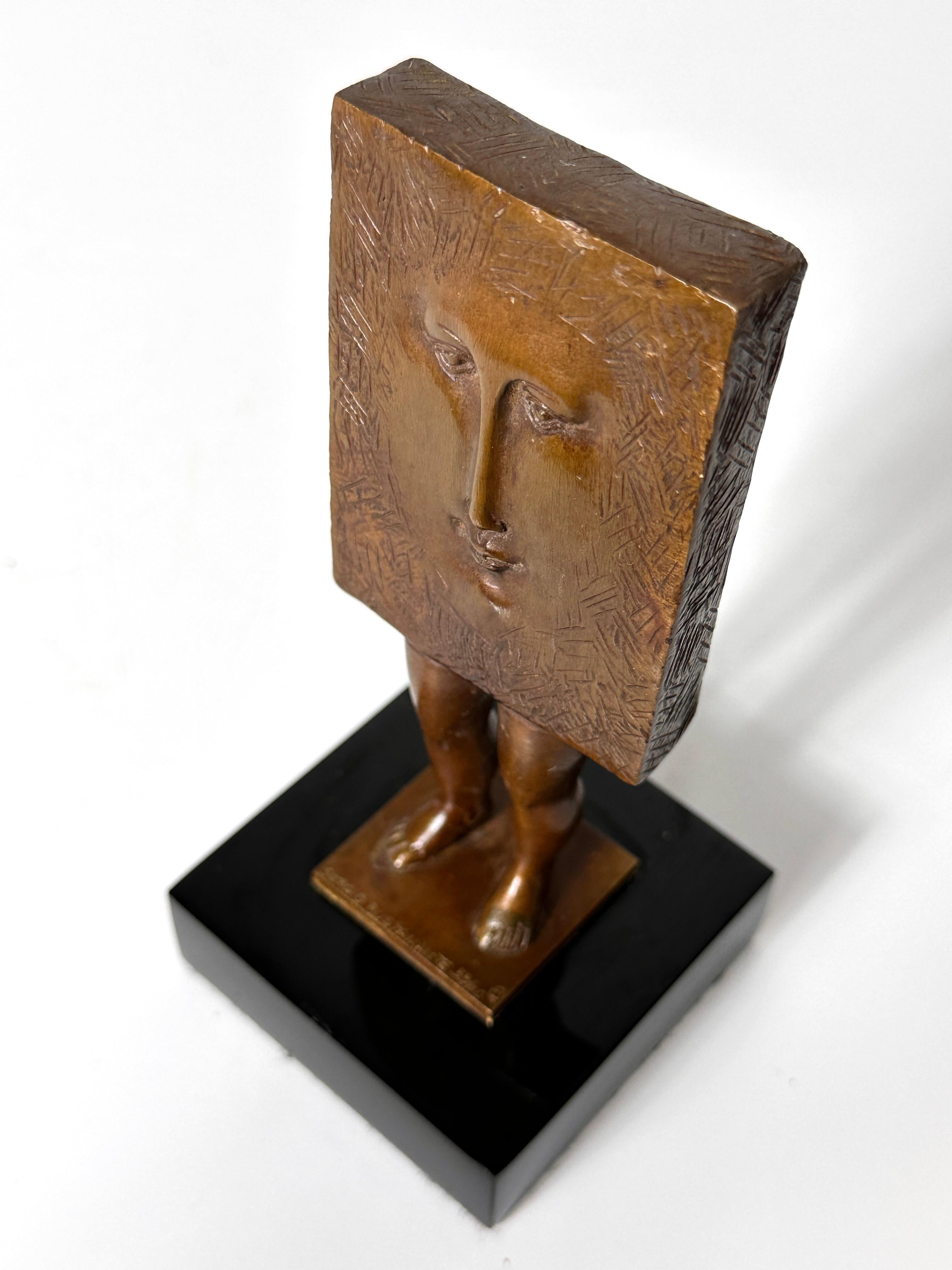 Signed Sergio Bustamante Surrealist Bronze Sculpture Face W/ Legs 1990s 2