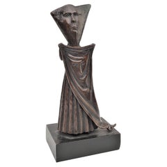 Signed Sergio Bustamante Stylized Robed Figurative Bronze Sculpture #103.200