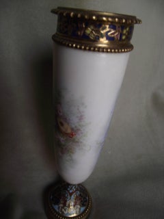Signed Serves Vase with Hand-Painted Cherub