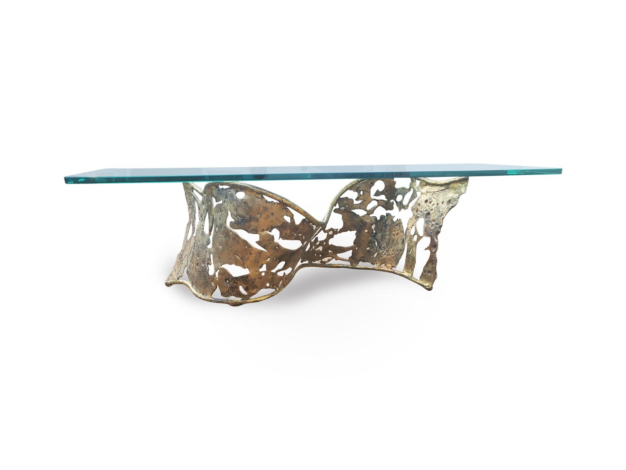 Signed Silas Seandel Bronze B.F. Ribbon Coffee Table 6