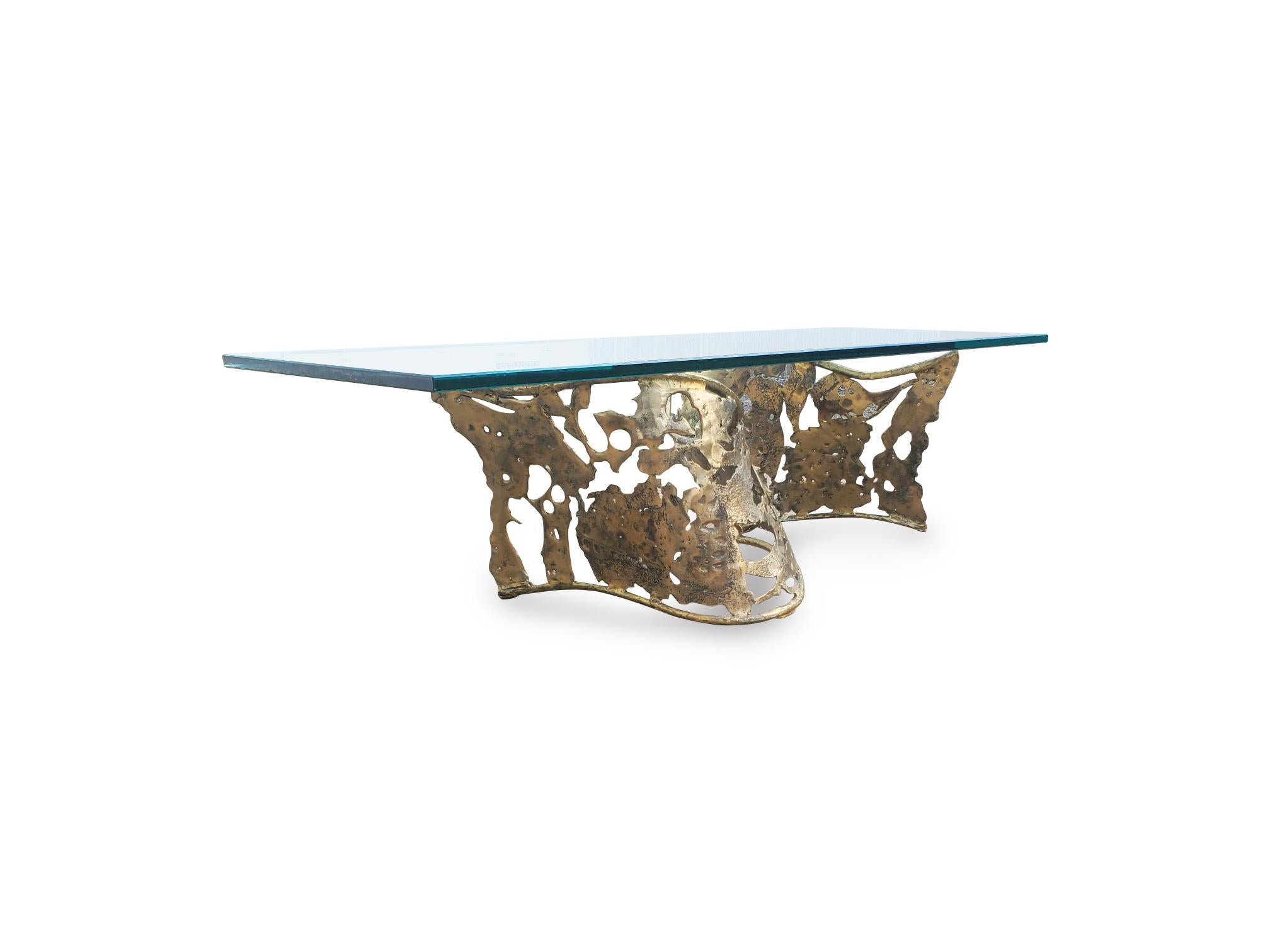 20th Century Signed Silas Seandel Bronze B.F. Ribbon Coffee Table