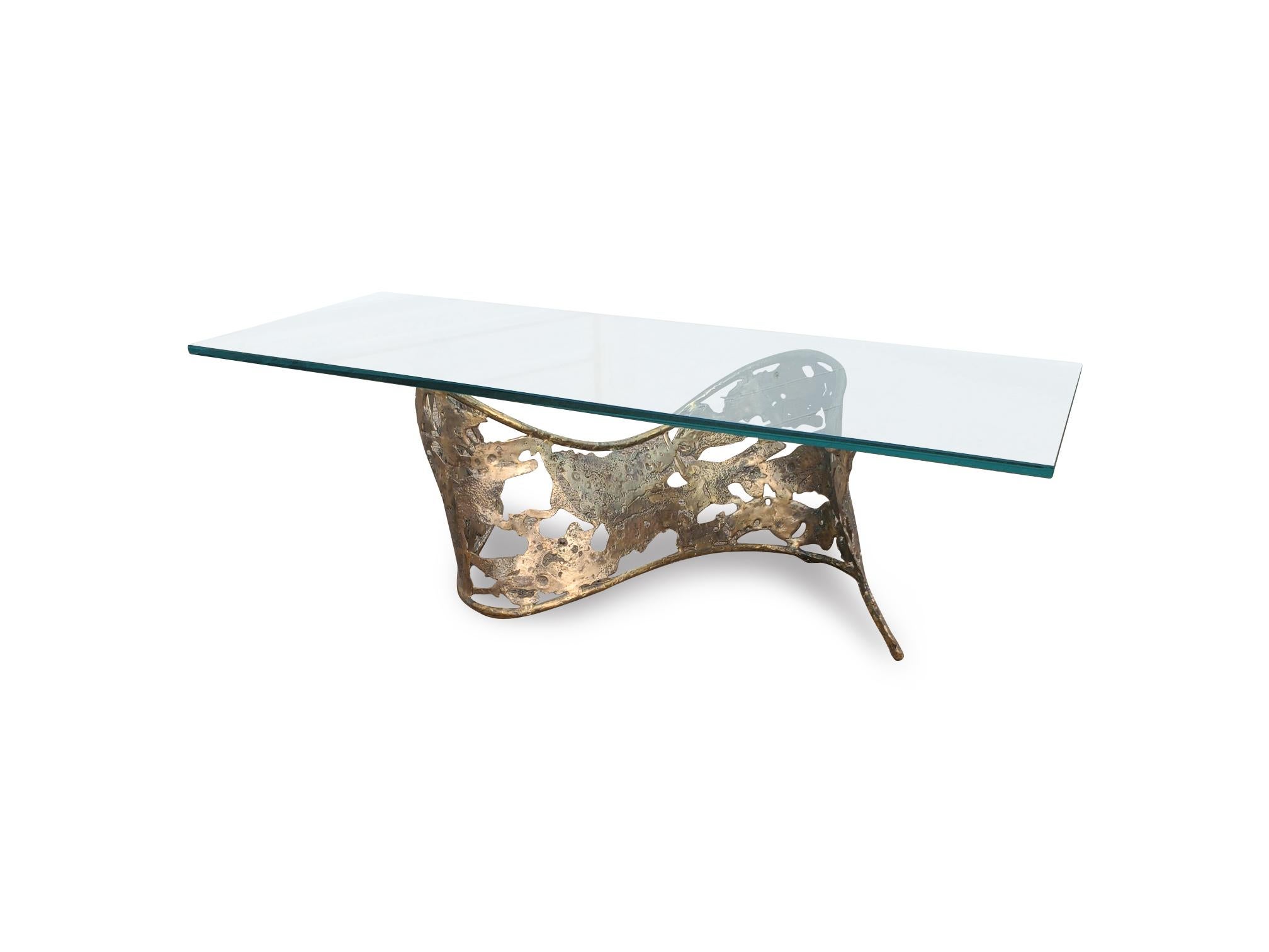 Signed Silas Seandel Bronze B.F. Ribbon Coffee Table 1