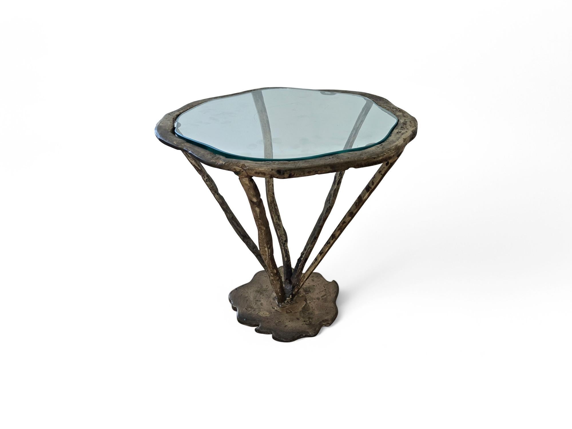 Signed Silas Seandel Bronze Side Table / Drink Table For Sale 5